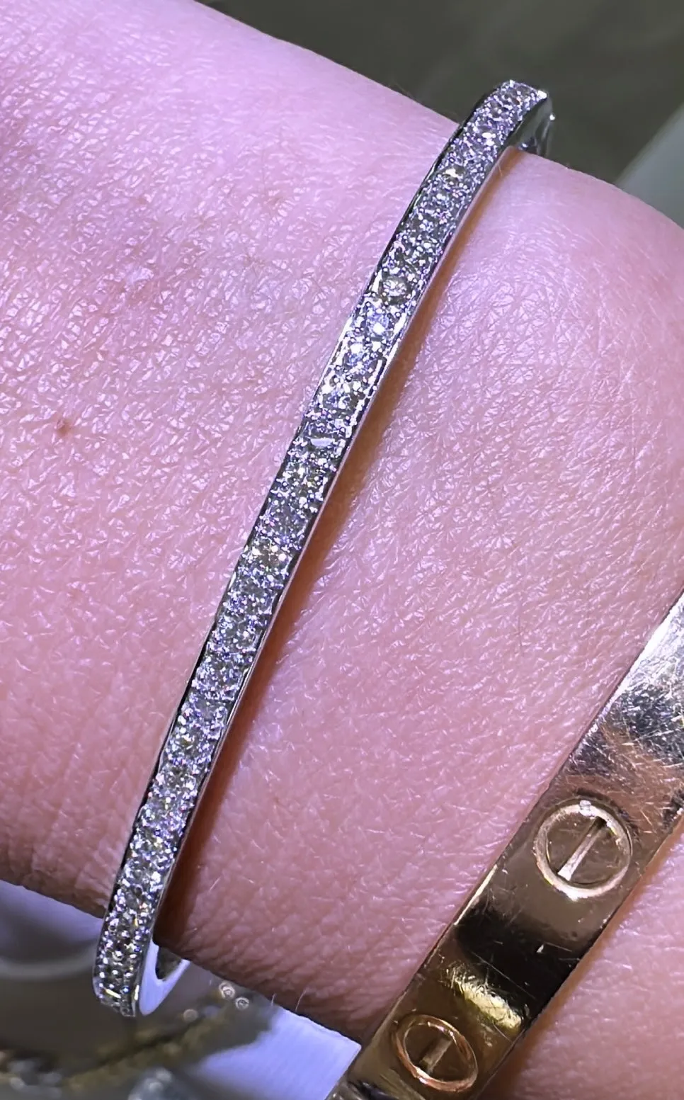 0.84ct t.w. Diamond White Gold Bangle Bracelet