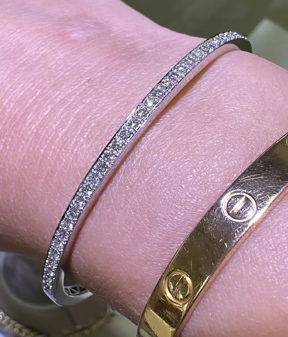 0.84ct t.w. Diamond White Gold Bangle Bracelet