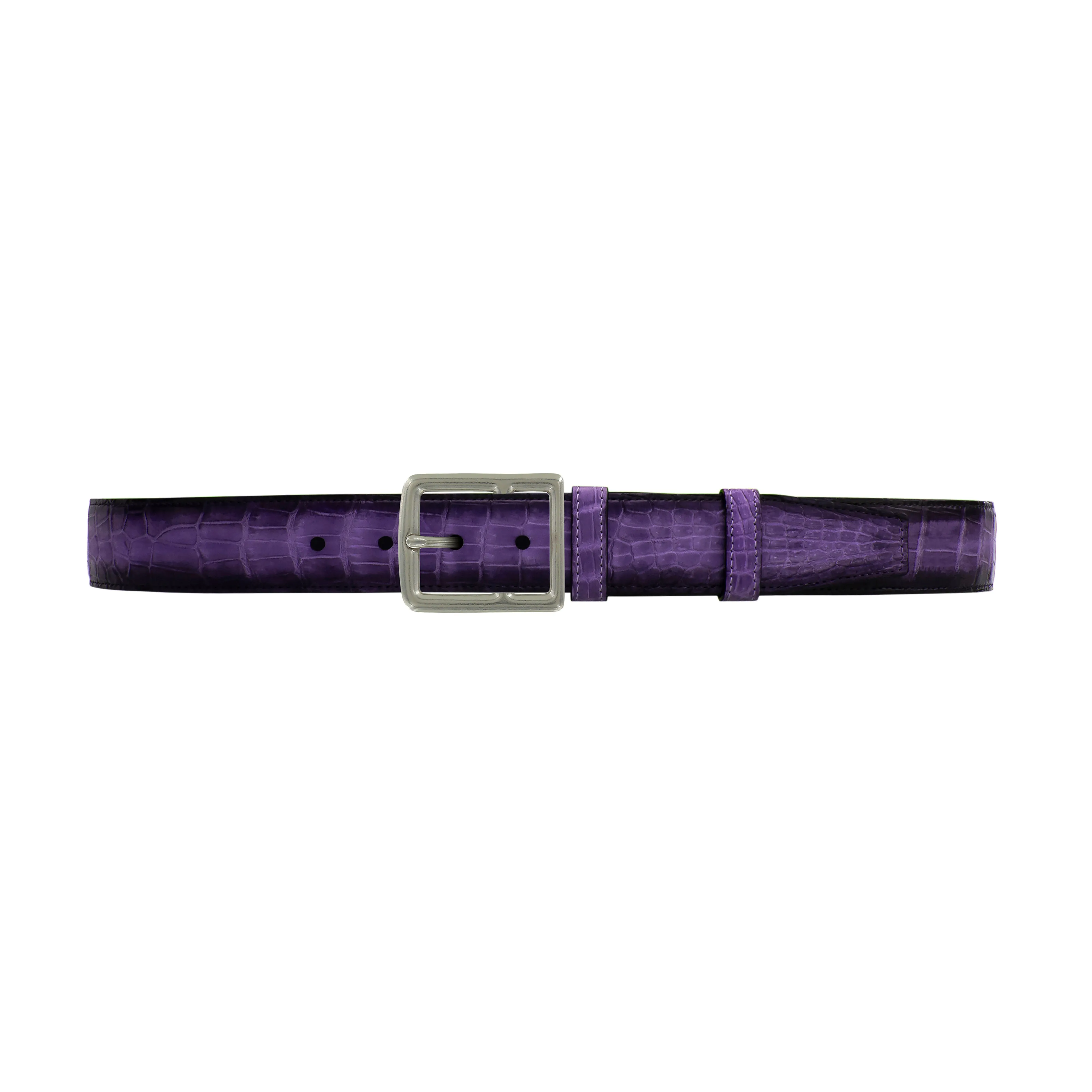 1 1/2" Eggplant Patina Belt with Crawford Casual Buckle in Matt Nickel
