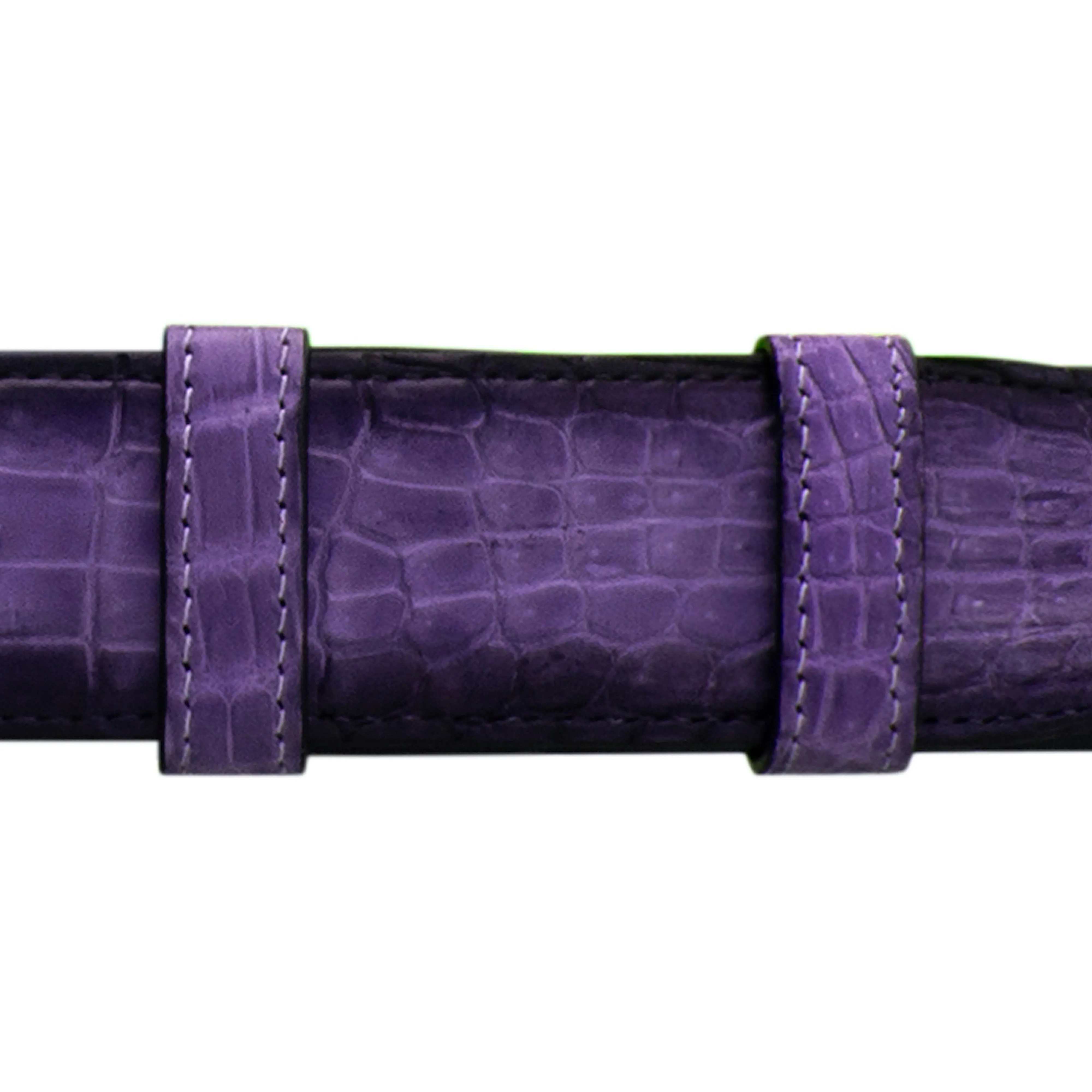 1 1/2" Eggplant Patina Belt with Crawford Casual Buckle in Matt Nickel