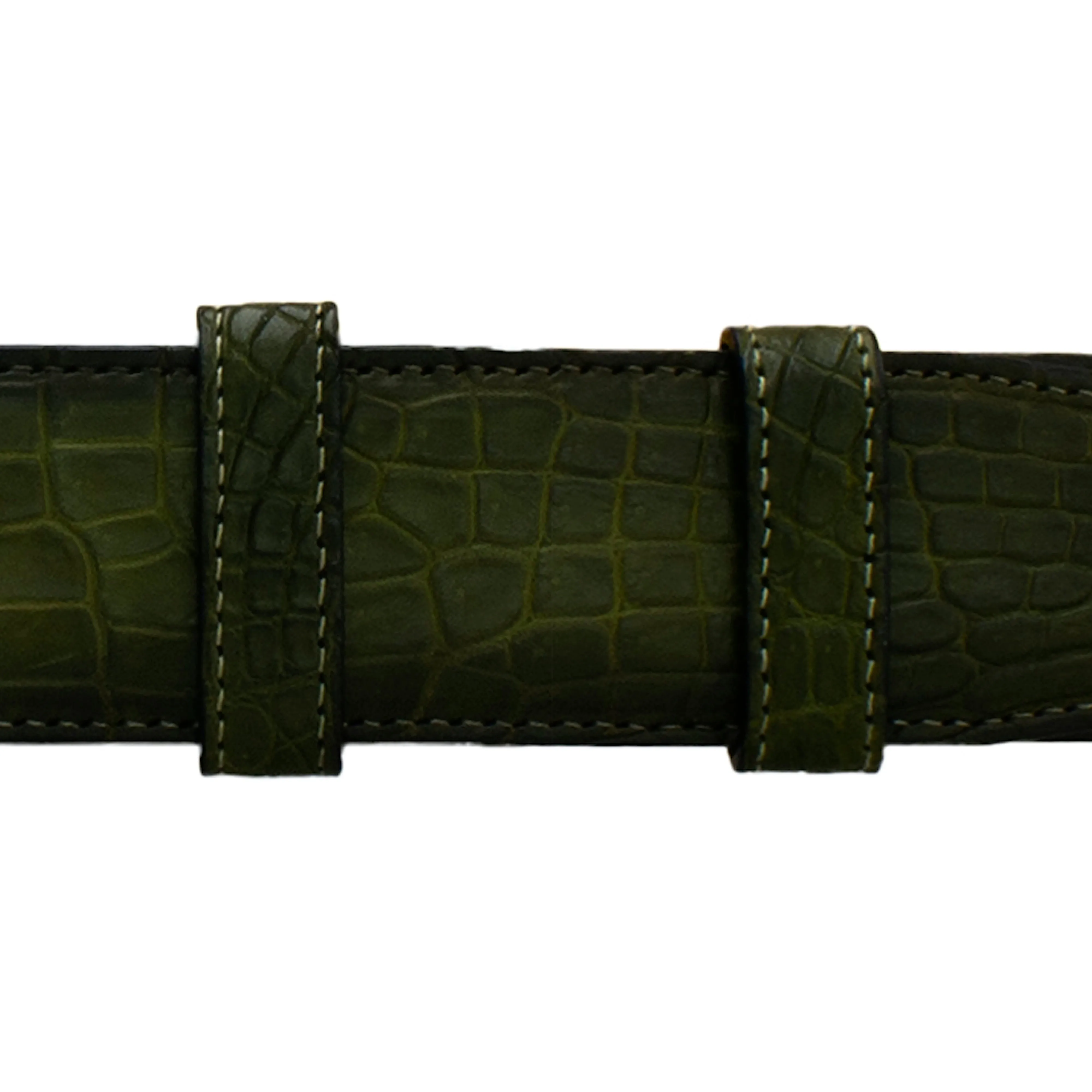 1 1/2" Olive Patina Belt with Austin Casual Buckle in Matt Nickel