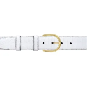 1 12" White Classic Belt with Denver Casual Buckle in Brass