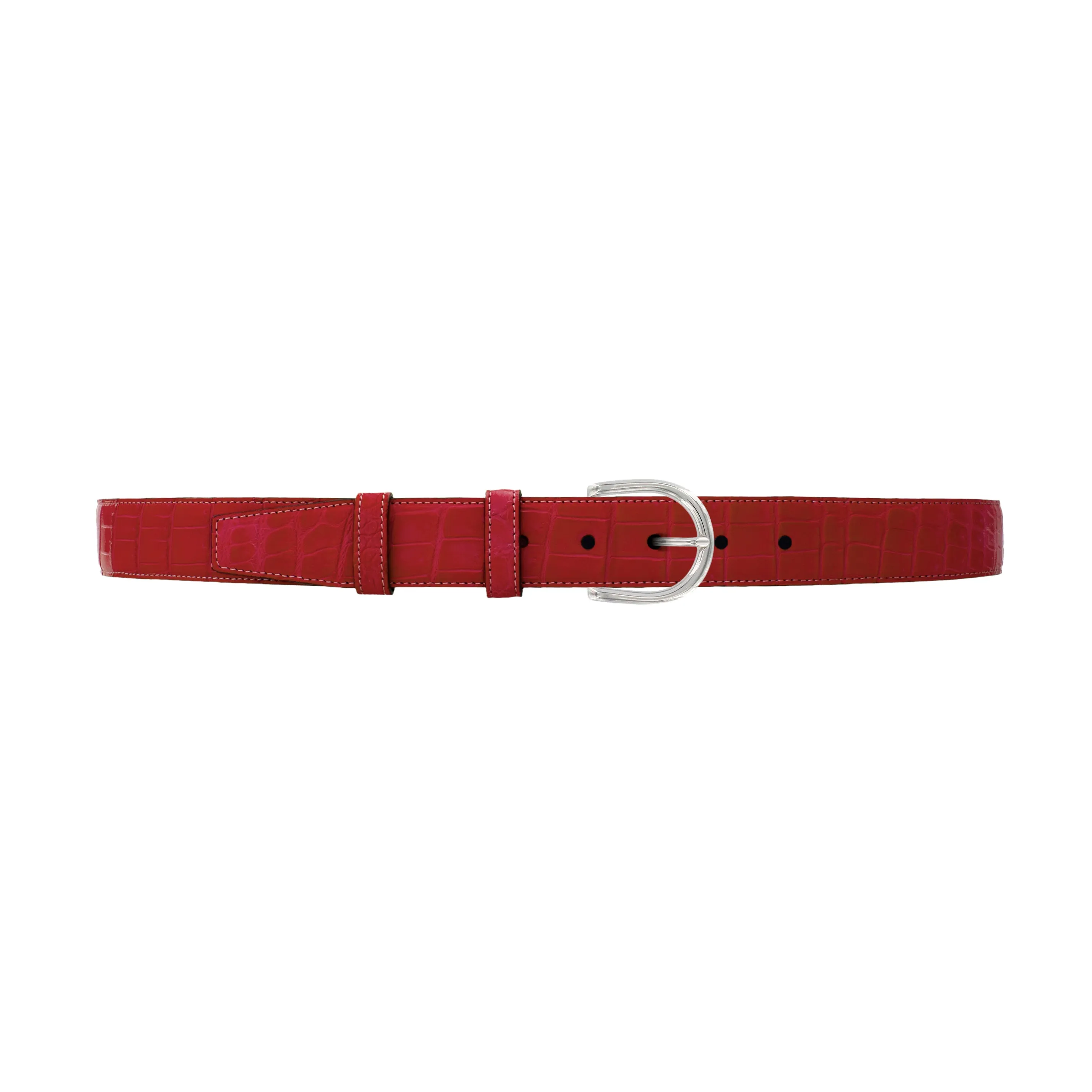 1 1/4" Cherry Seasonal Belt with Denver Casual Buckle in Polished Nickel