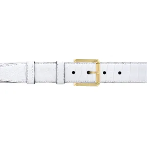 1 1/4" White Classic Belt with Austin Casual Buckle in Brass