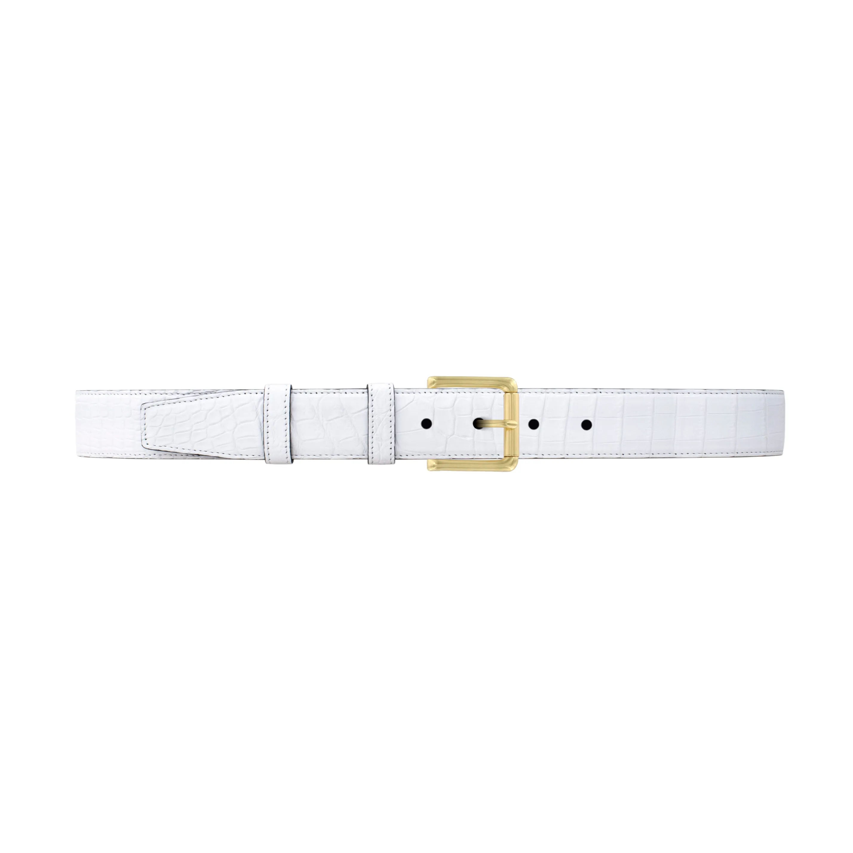 1 1/4" White Classic Belt with Austin Casual Buckle in Brass