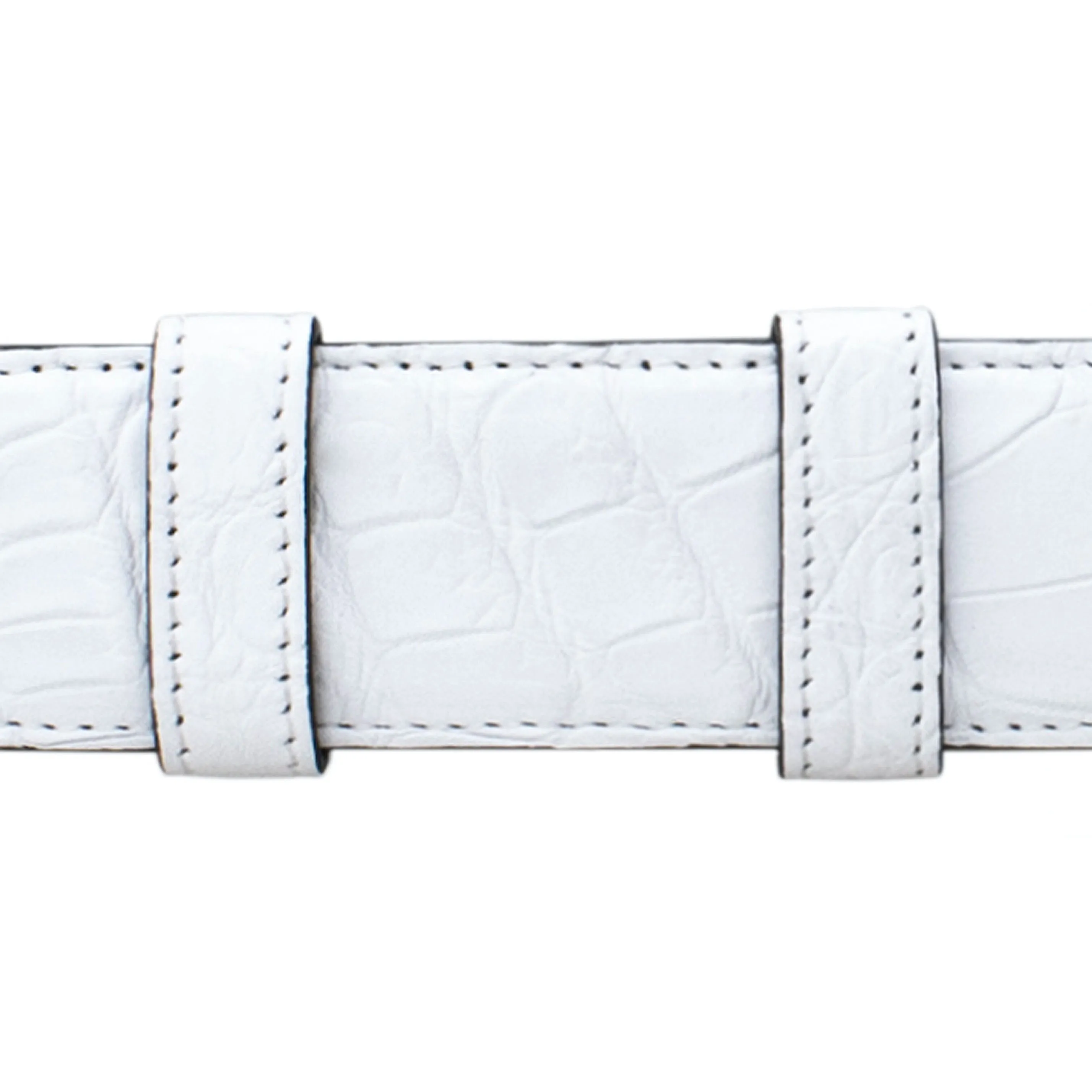 1 1/4" White Classic Belt with Austin Casual Buckle in Brass