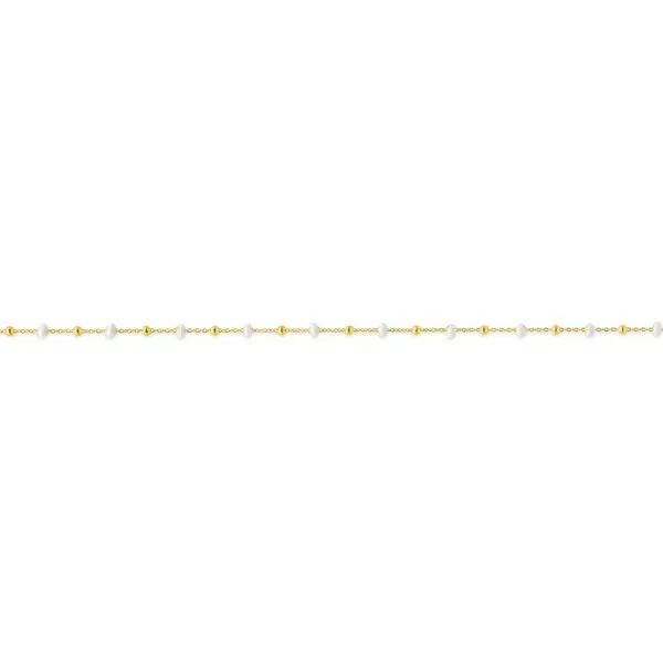 10K Yellow Gold White Enamel Beaded Bracelet