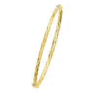 14K Twisted Brushed Hinged Bangle