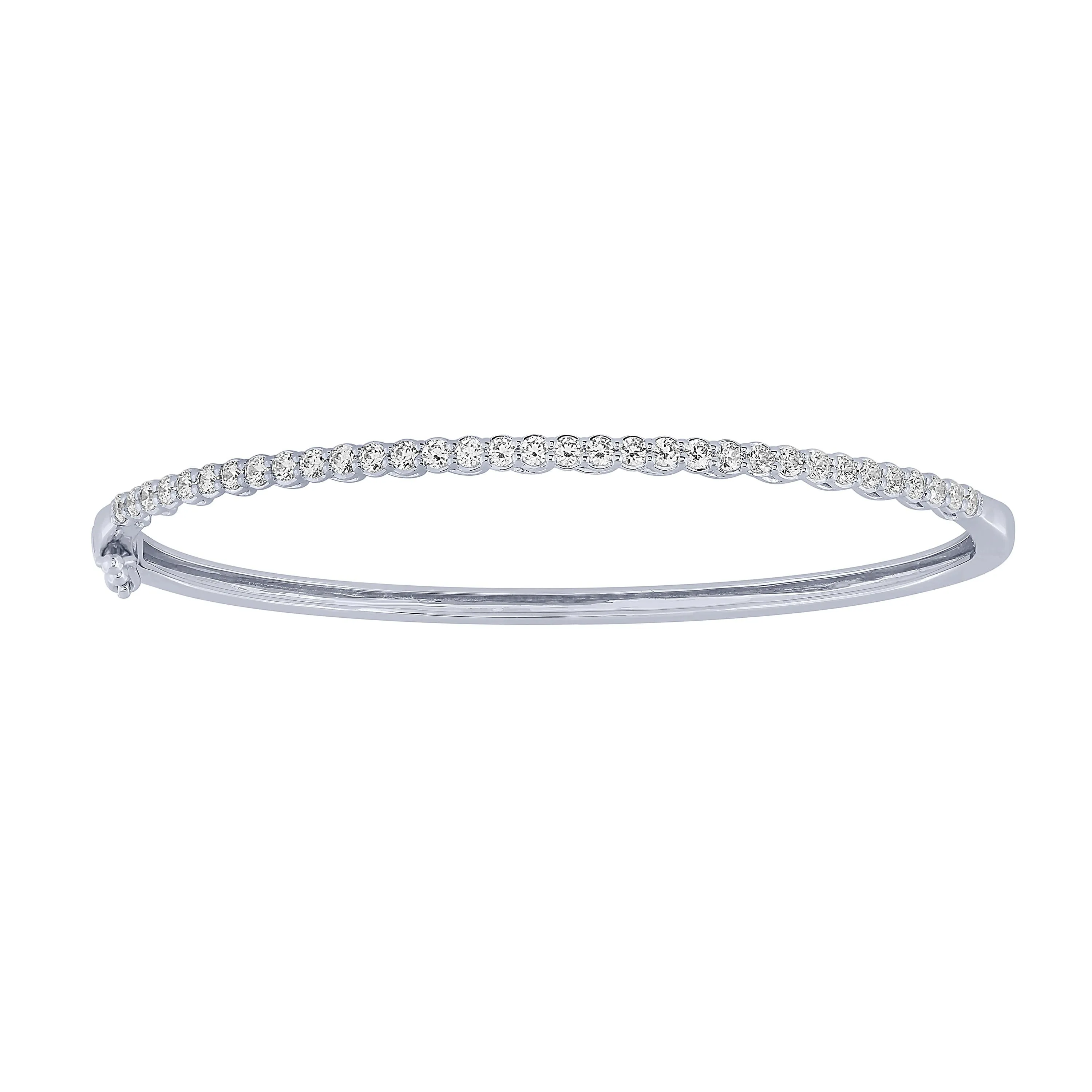 14K White Gold 1Ct Diamond Bangle