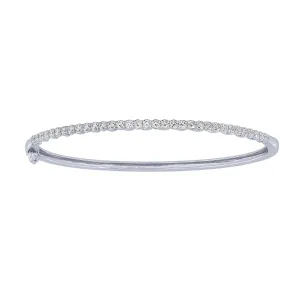 14K White Gold 1Ct Diamond Bangle