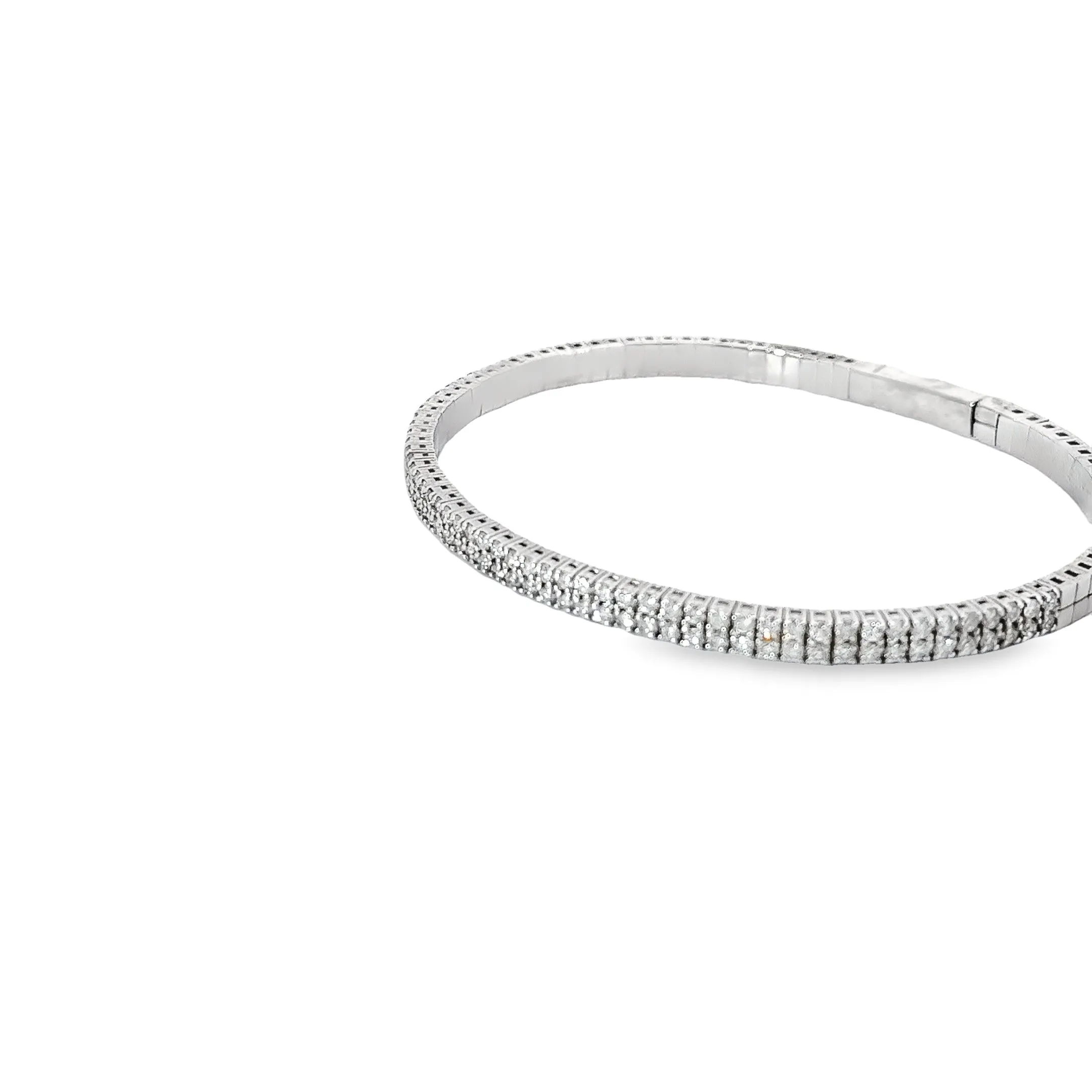 14k White Gold 2.00ct G SI1 Round Diamond Flex Bangle Bracelet