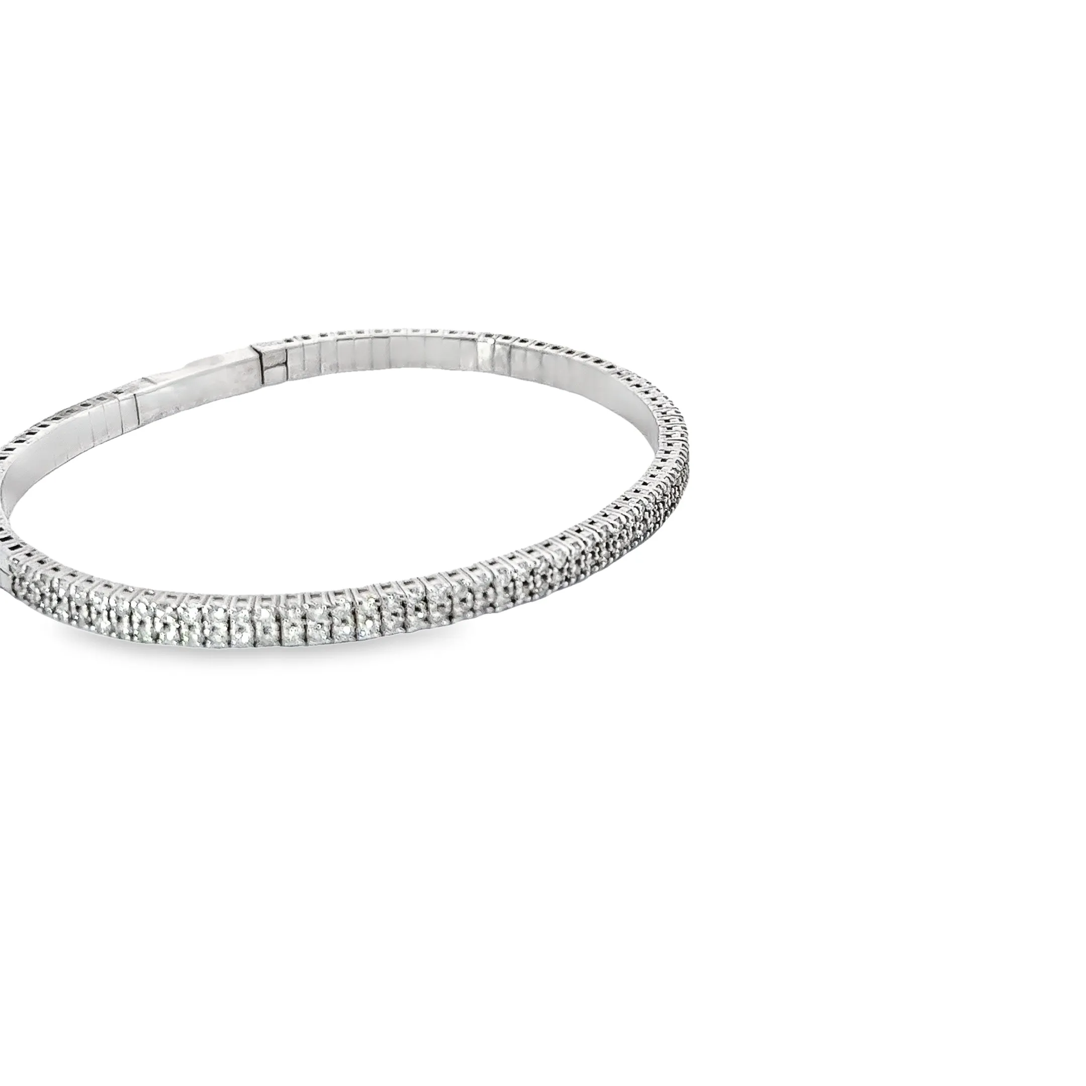 14k White Gold 2.00ct G SI1 Round Diamond Flex Bangle Bracelet
