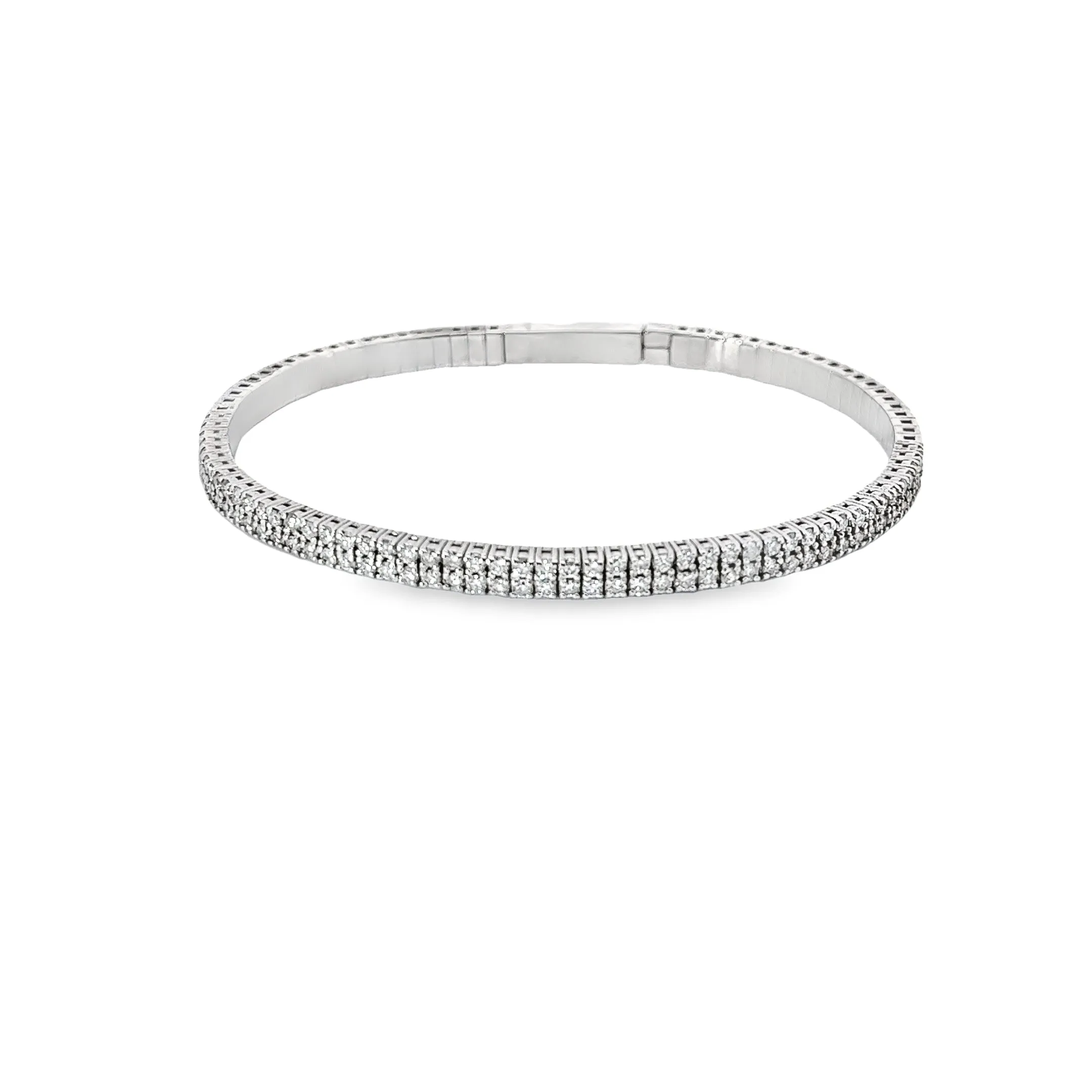 14k White Gold 2.00ct G SI1 Round Diamond Flex Bangle Bracelet