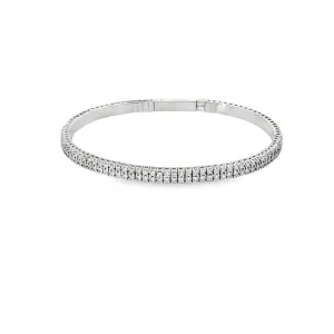 14k White Gold 2.00ct G SI1 Round Diamond Flex Bangle Bracelet