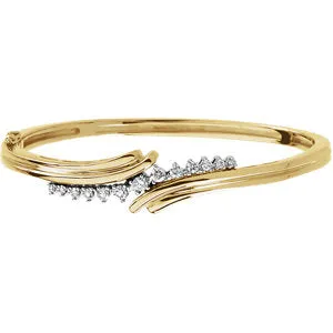14K Yellow & White 1/2 CTW Diamond Bangle Bracelet