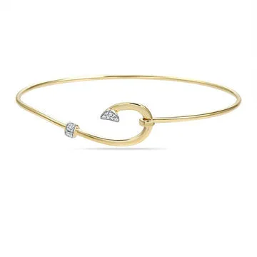 14k Yellow Gold .08ct Diamond Fish Hook Bracelet