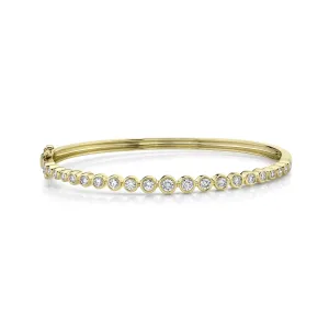 14K Yellow Gold 1.07 Carat Total Weight Diamond Bezel Bangle