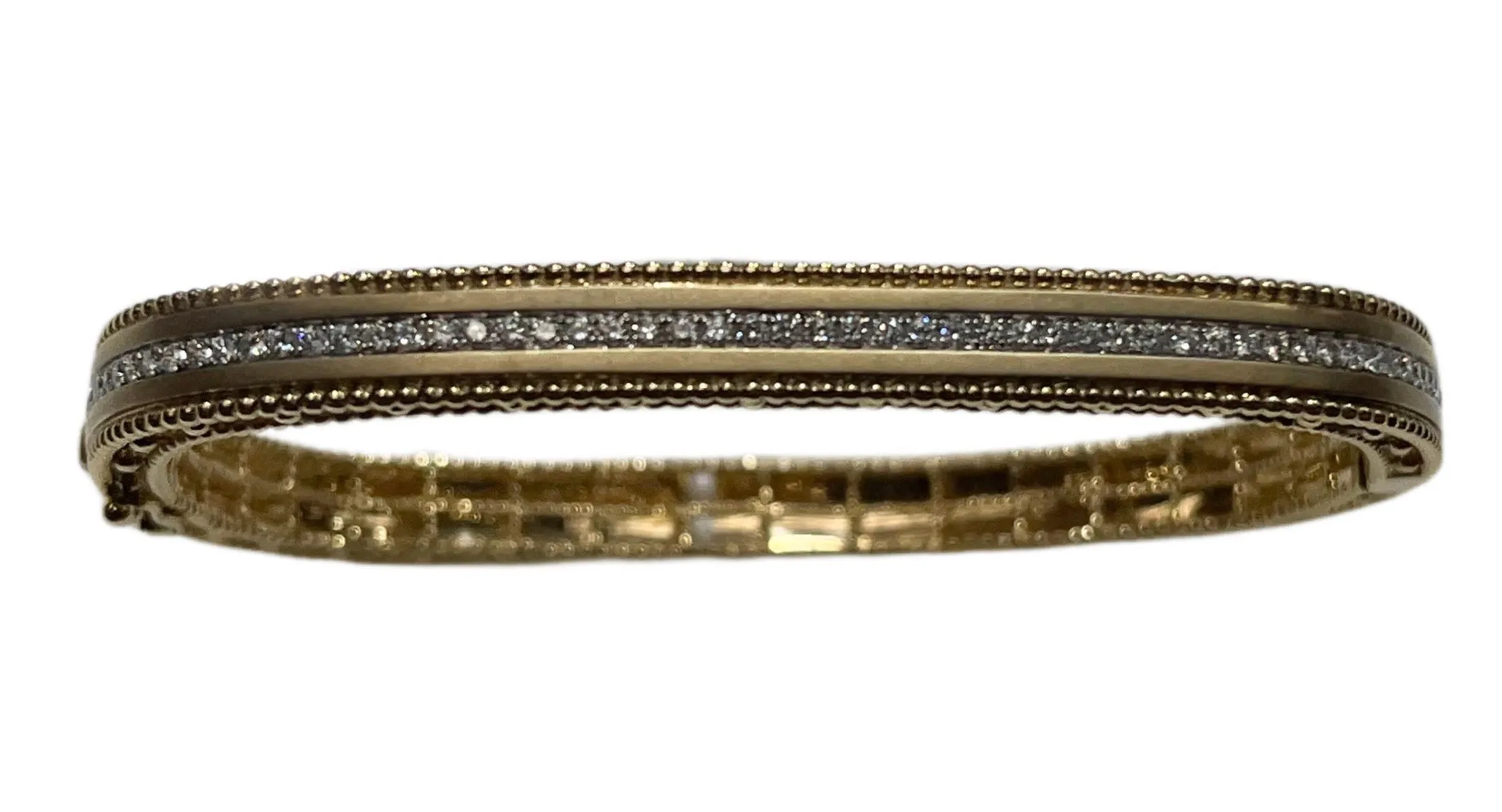 14k Yellow gold .65cttw diamond Satin Finish Bangle