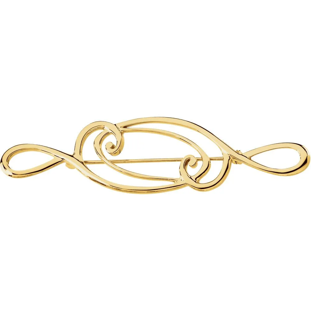 14k Yellow Gold 75x19mm Brooch
