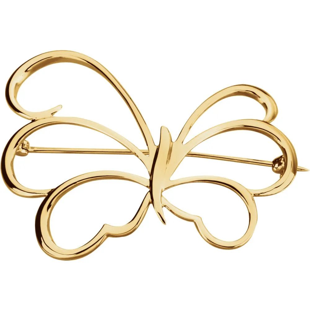 14k Yellow Gold Butterfly Brooch