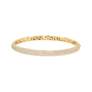 14k Yellow Gold Half Diamond Pave Bangle