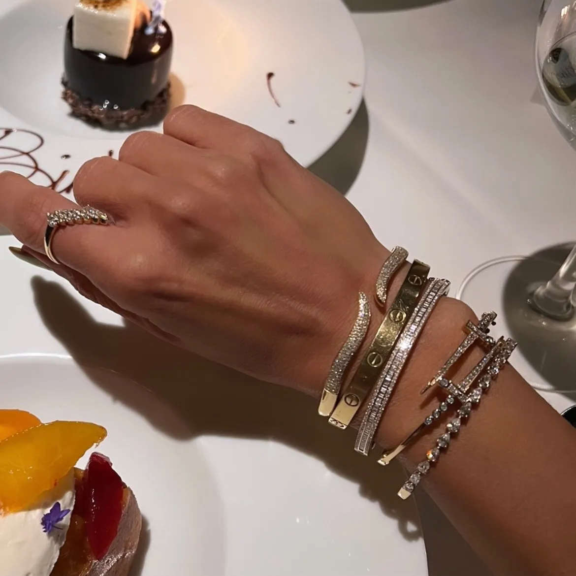 14KT Gold Diamond Wave Cuff Bracelet