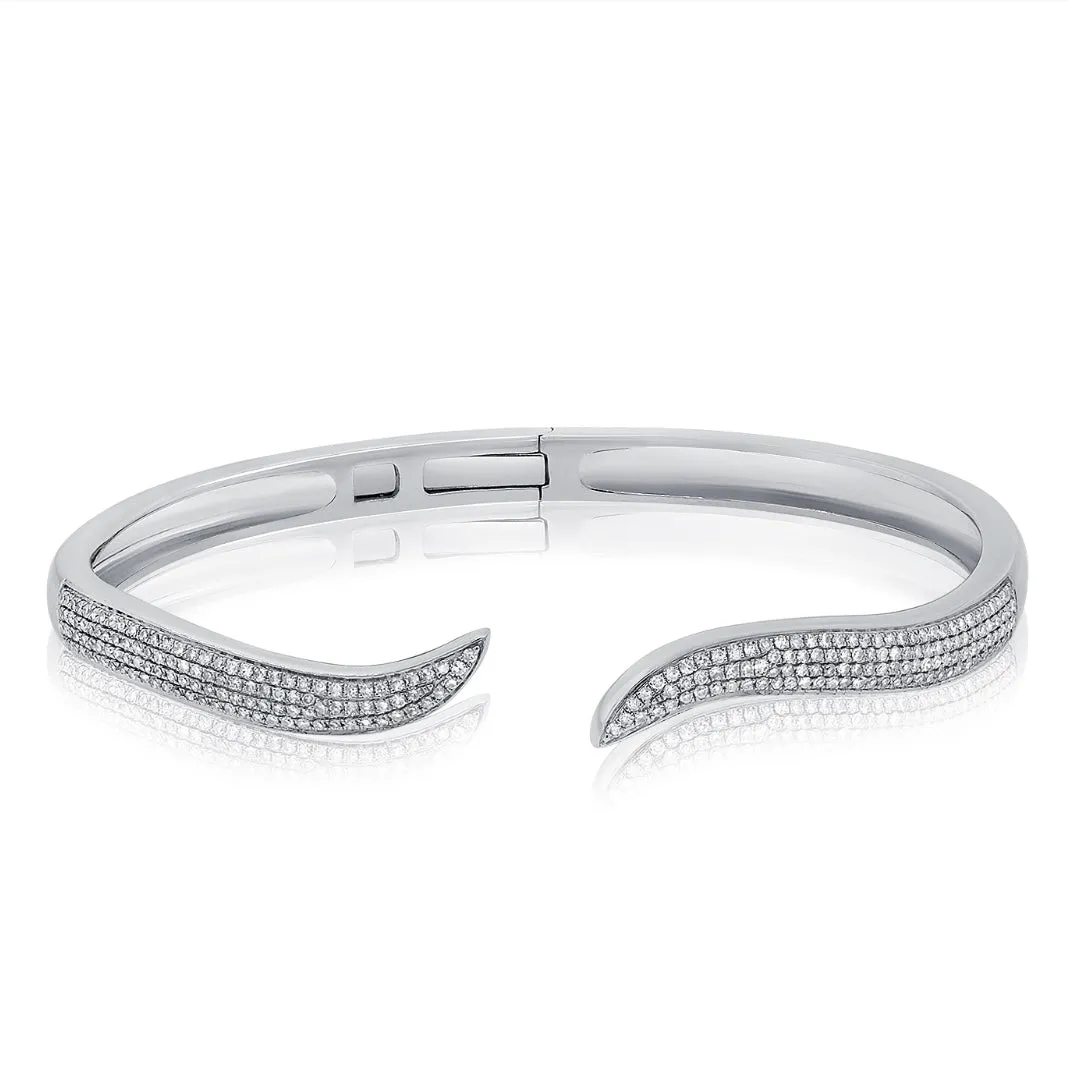 14KT Gold Diamond Wave Cuff Bracelet
