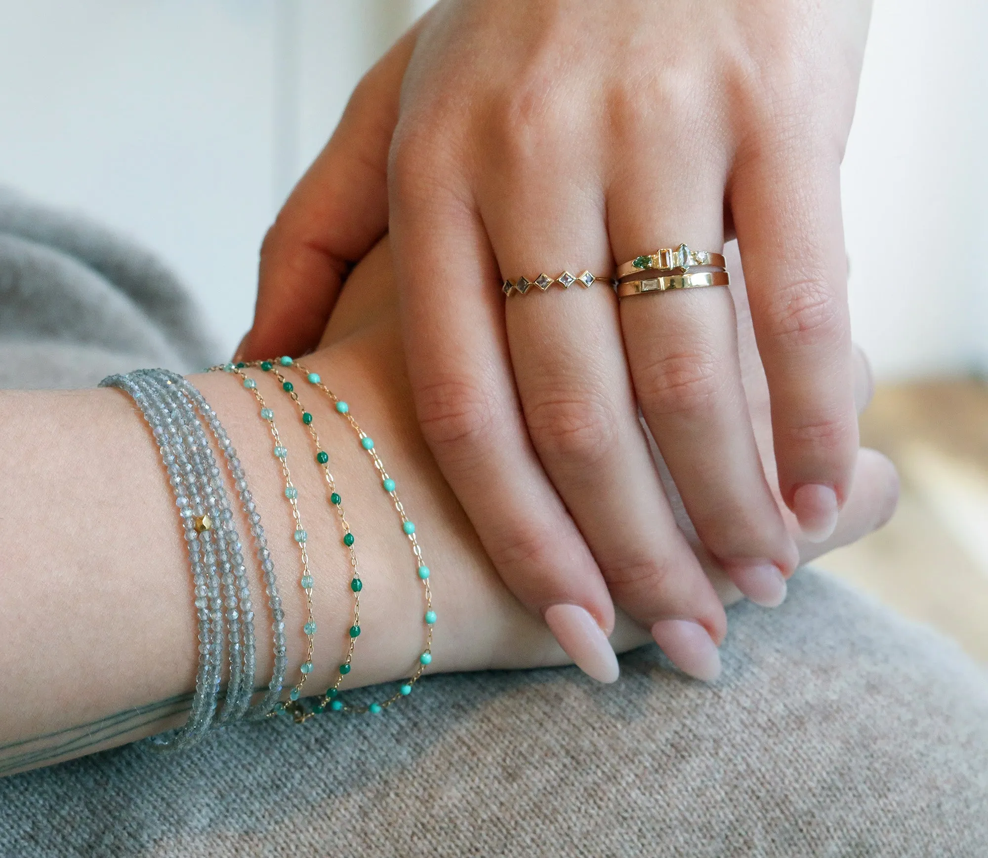 18K Gold & Emerald Resin "Classic" Bracelet