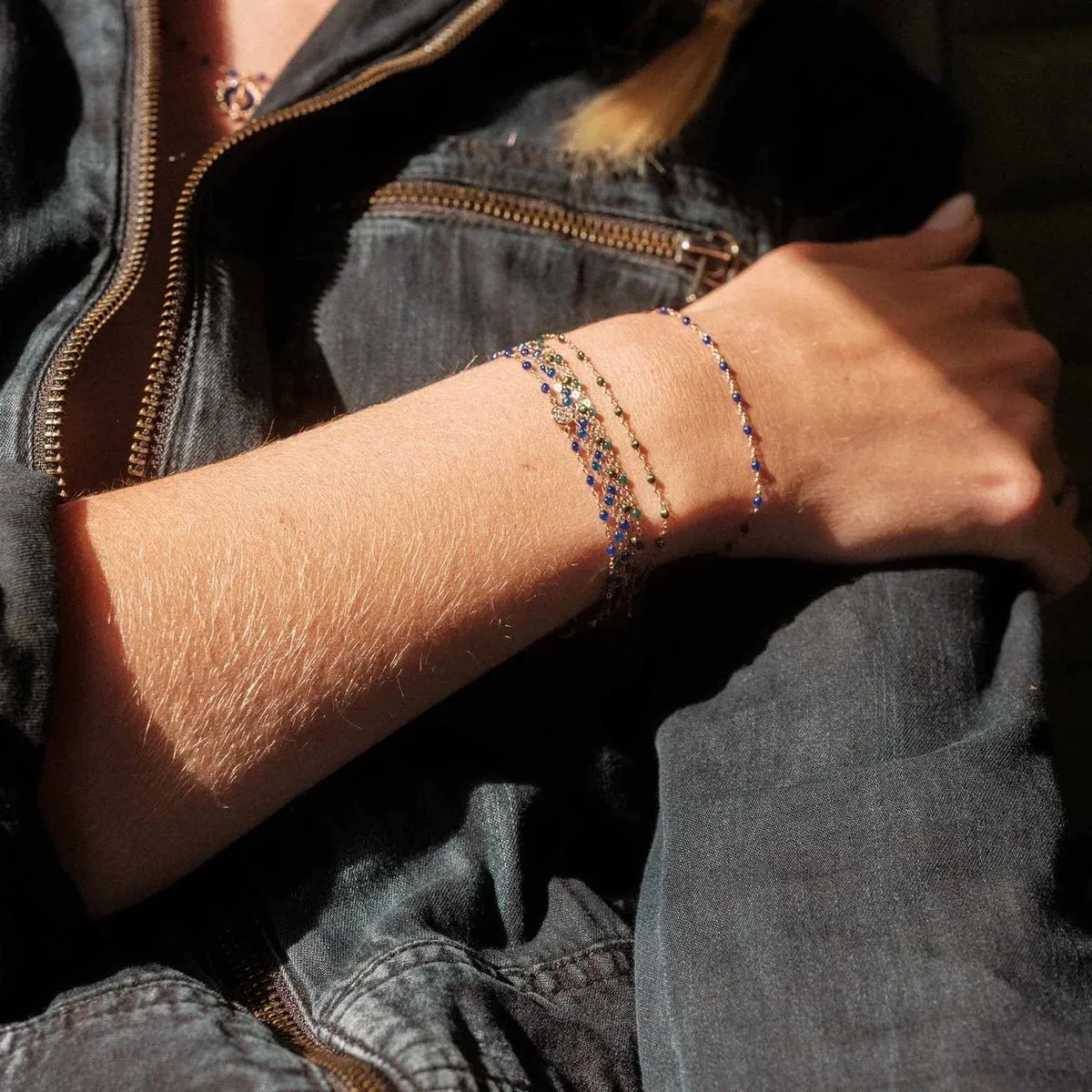 18K Gold & Emerald Resin "Classic" Bracelet