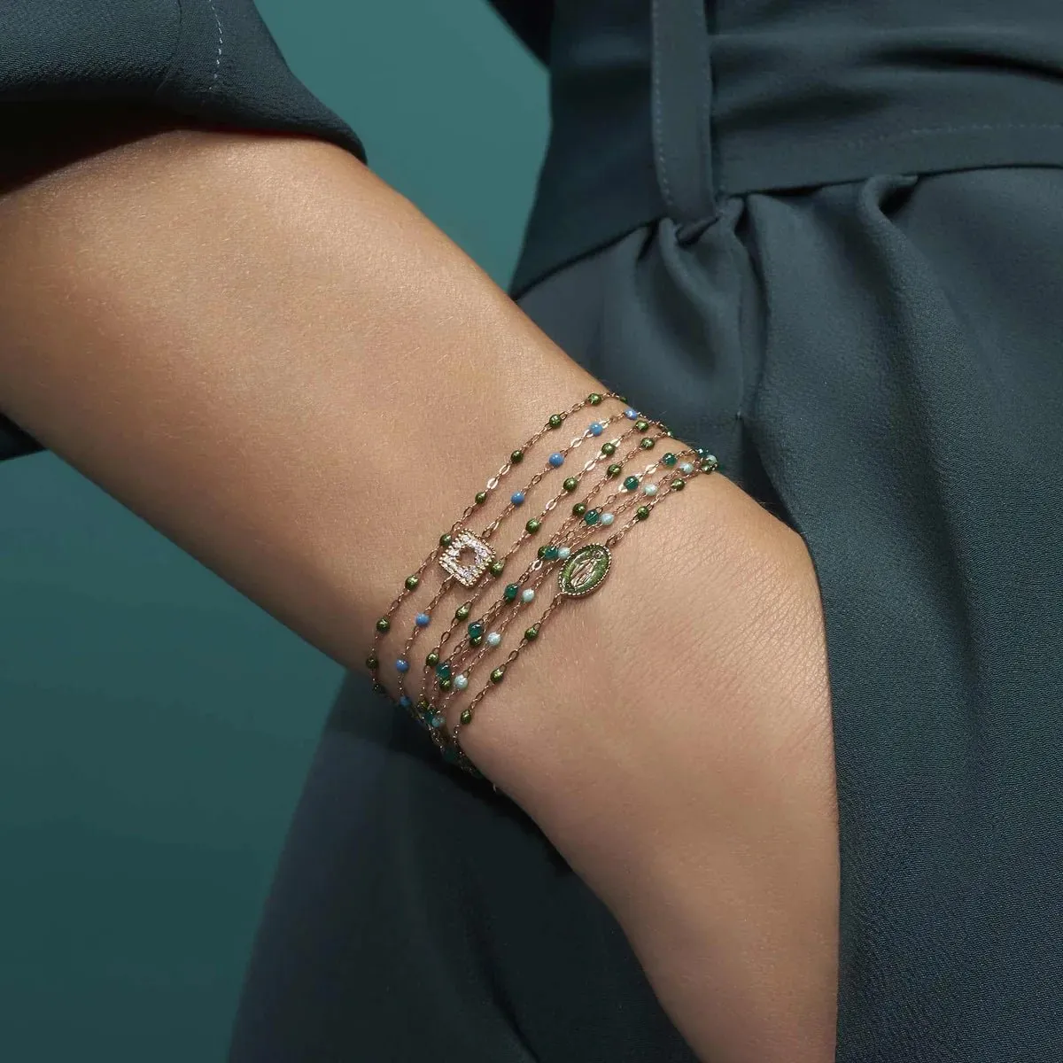 18K Gold & Emerald Resin "Classic" Bracelet