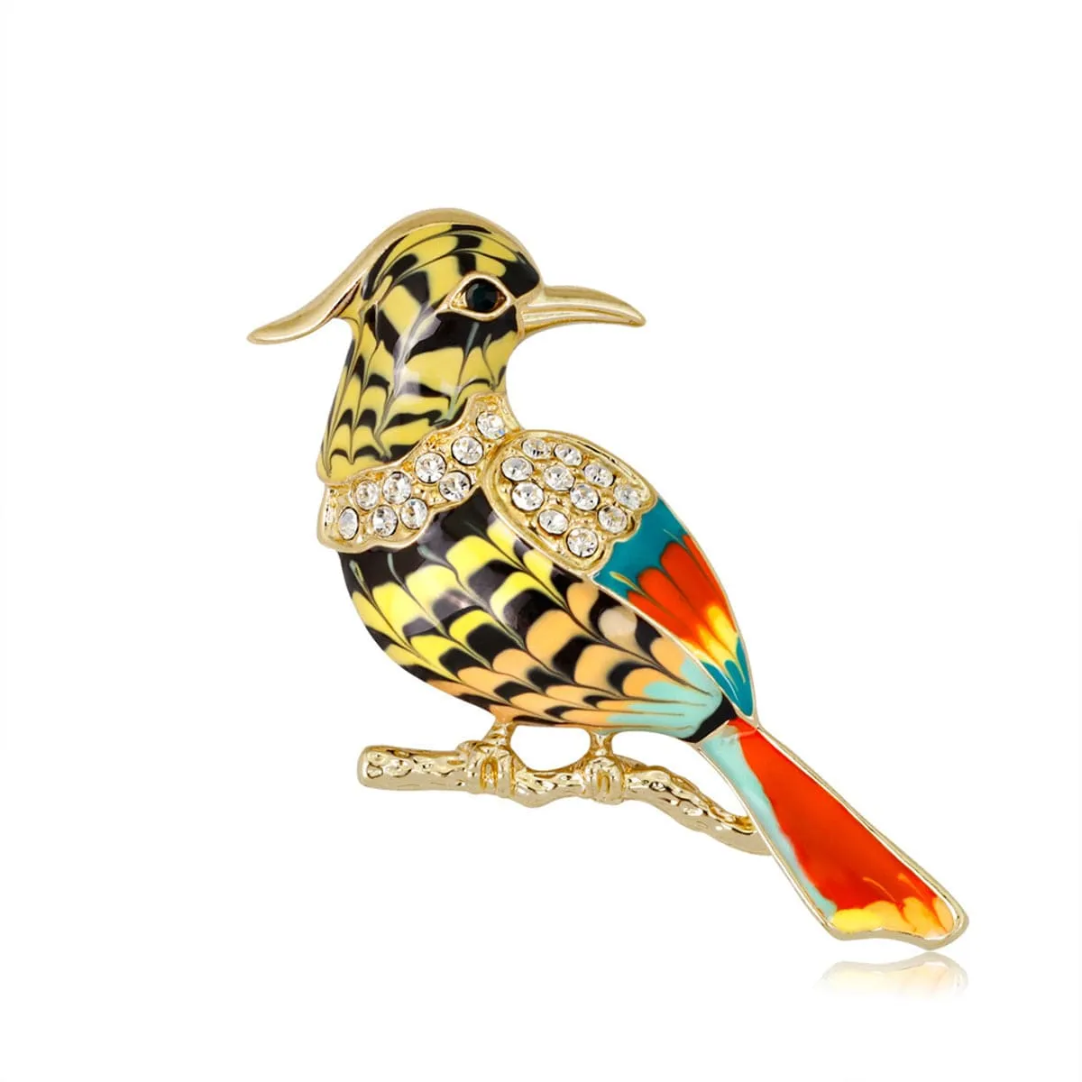 18K Gold-Plated & Cubic Zirconia Bird Brooch