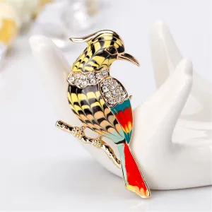 18K Gold-Plated & Cubic Zirconia Bird Brooch