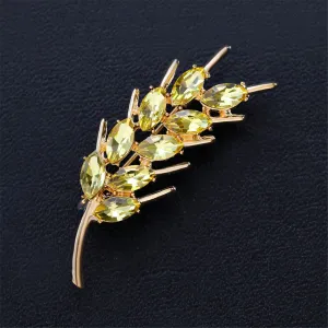 18K Gold-Plated & Golden Crystal Wheat Brooch