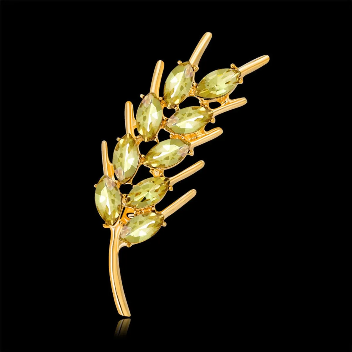 18K Gold-Plated & Golden Crystal Wheat Brooch