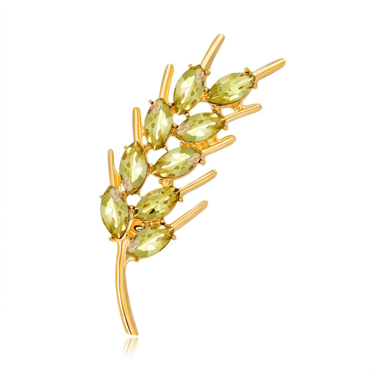 18K Gold-Plated & Golden Crystal Wheat Brooch