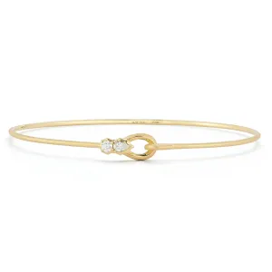 18K Gold "Posey" Two Stone Hook Bangle