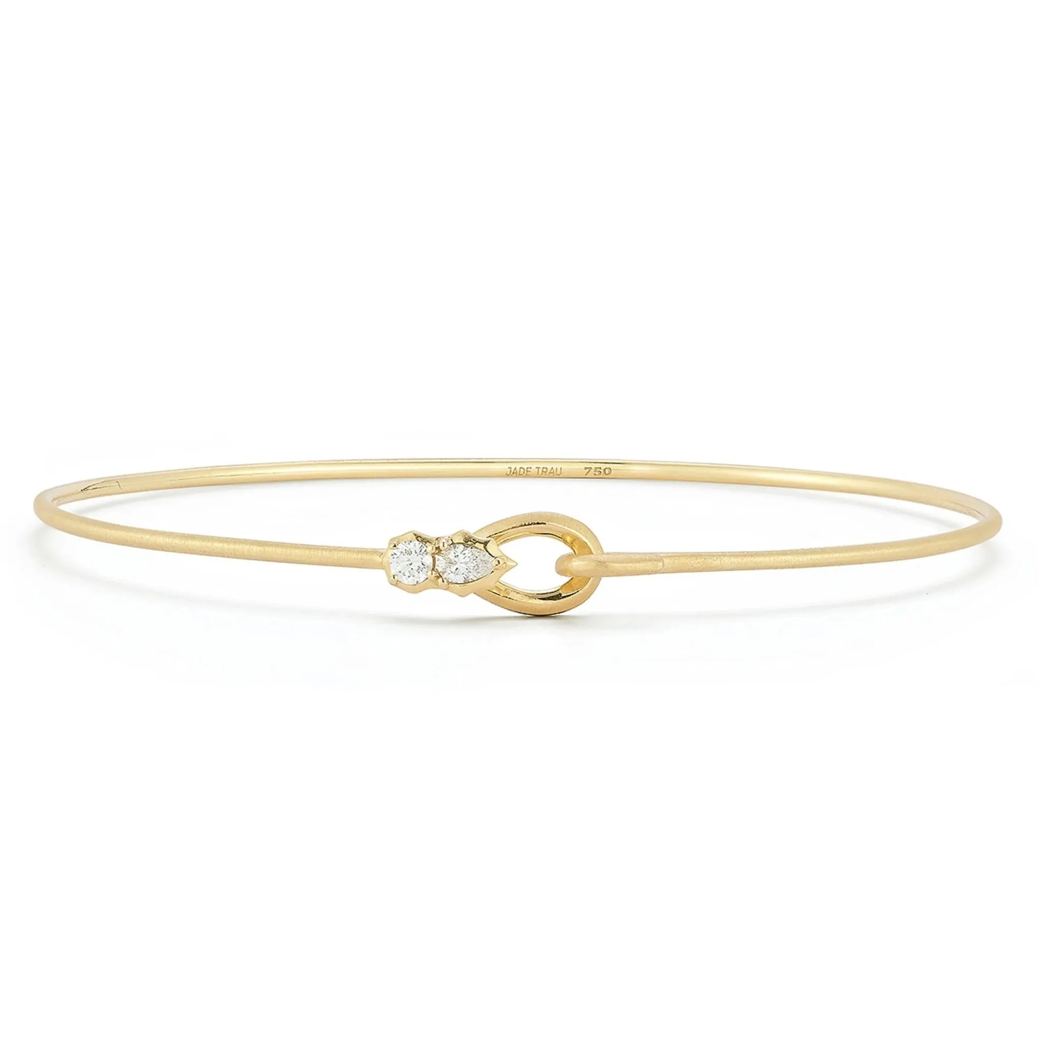 18K Gold "Posey" Two Stone Hook Bangle
