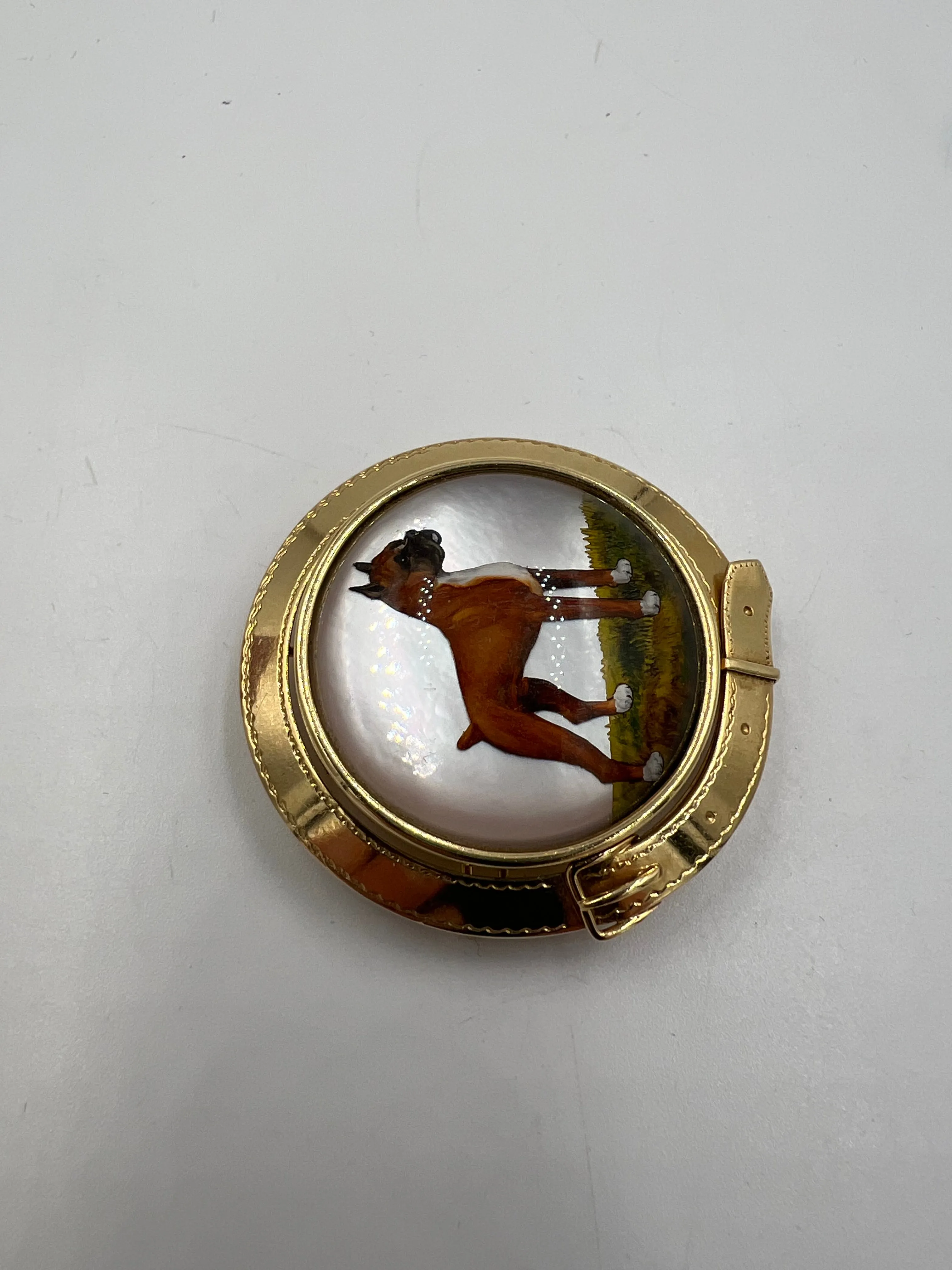 1930s Bulldog Essex Crystal 14k Yellow Gold Brooch