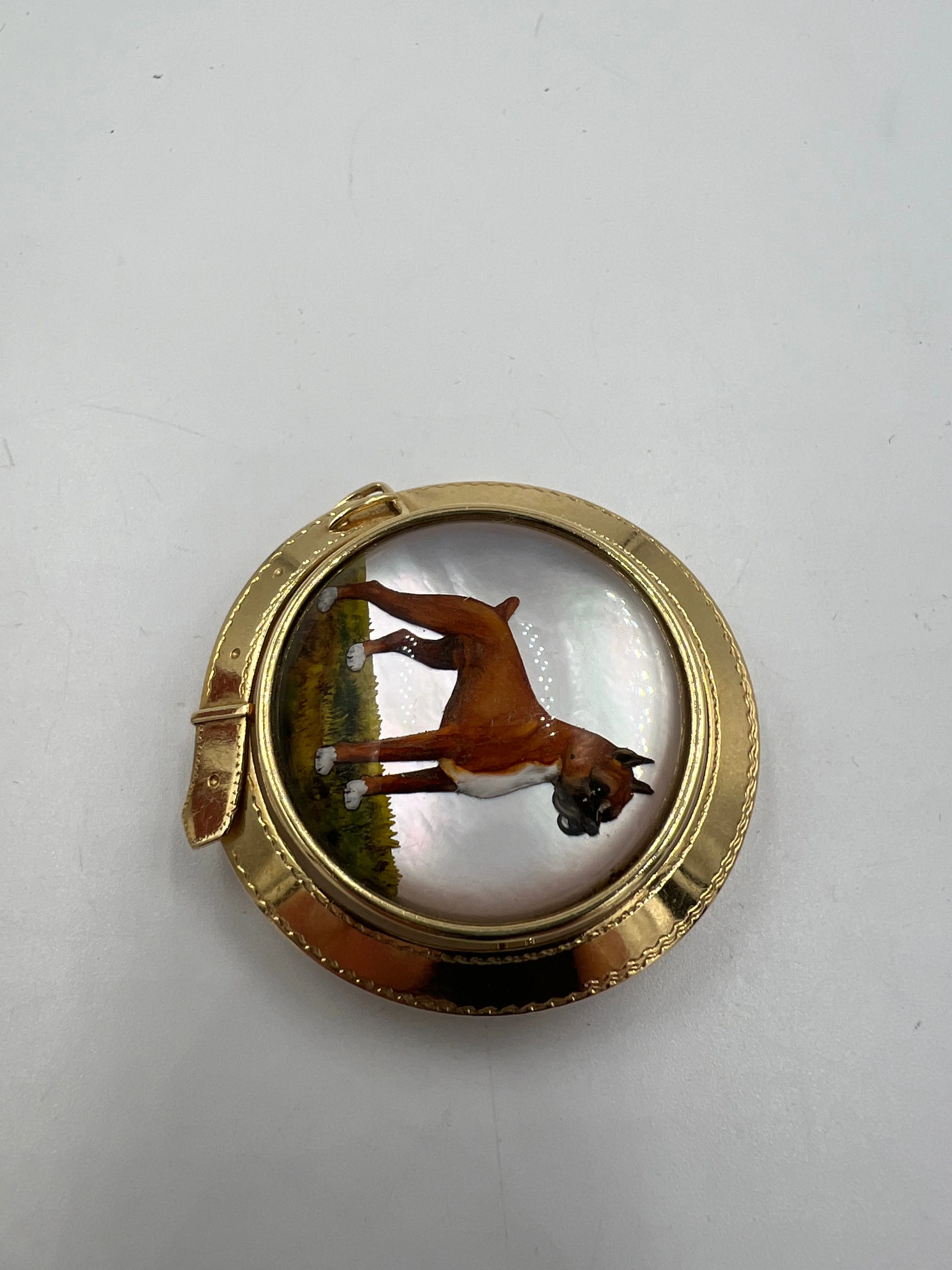 1930s Bulldog Essex Crystal 14k Yellow Gold Brooch