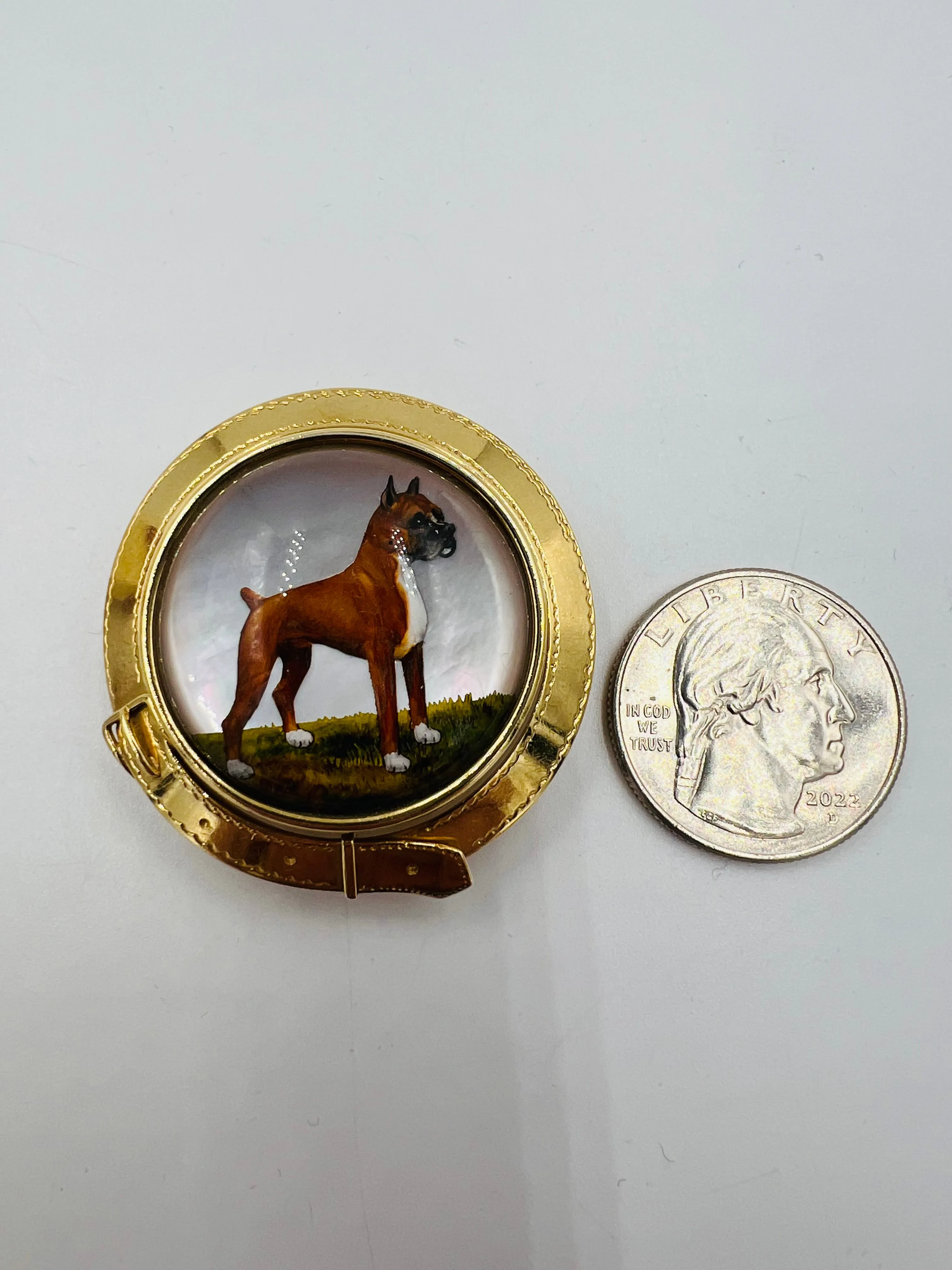 1930s Bulldog Essex Crystal 14k Yellow Gold Brooch