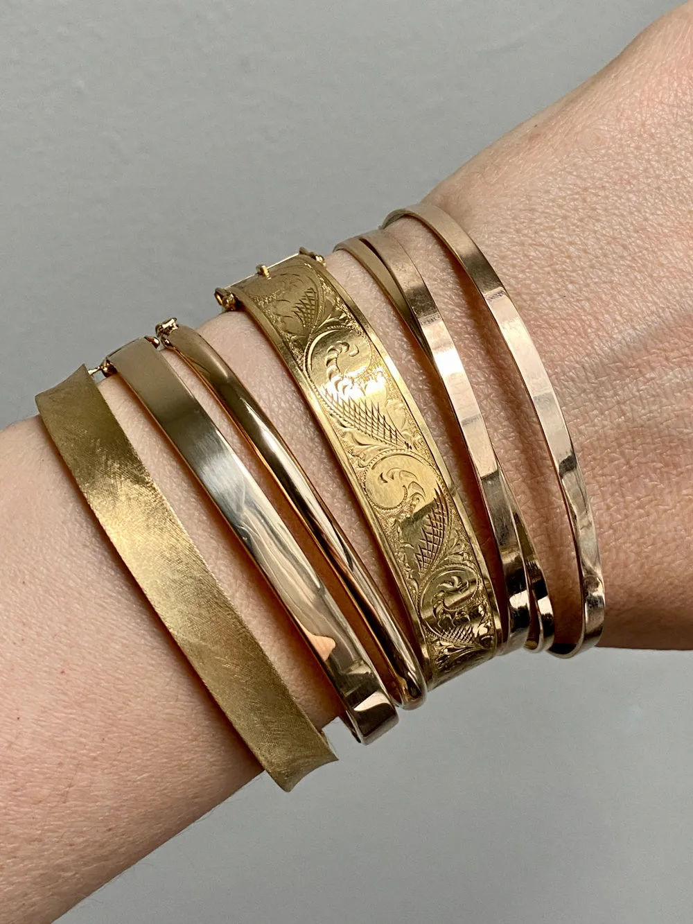 1940s era Modernist Swedish 18k Gold Hinged Bangle - maker Stigbert - 6.8 inch