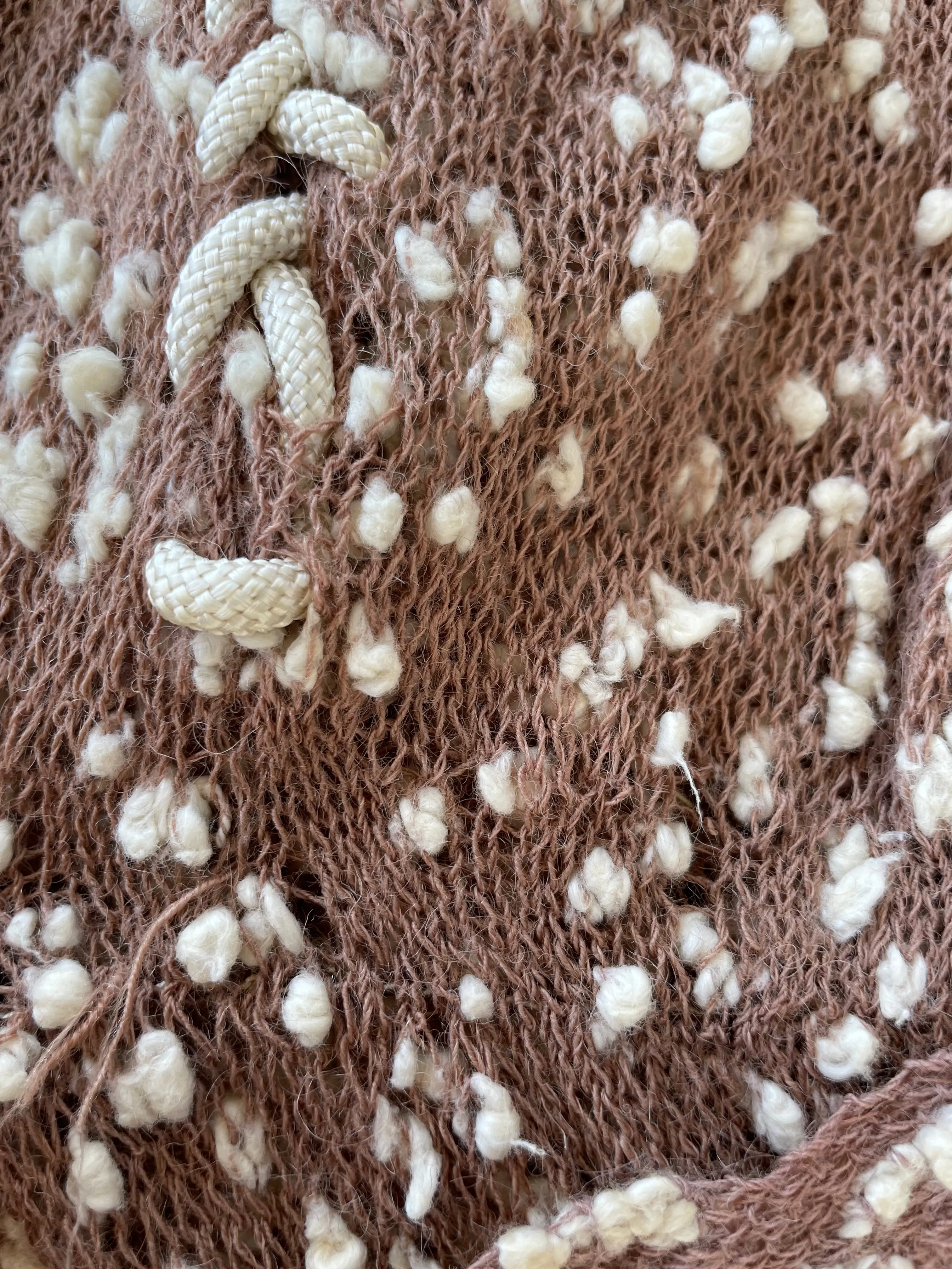1940s Nubby Popcorn Wool Knit Lace Up Dress