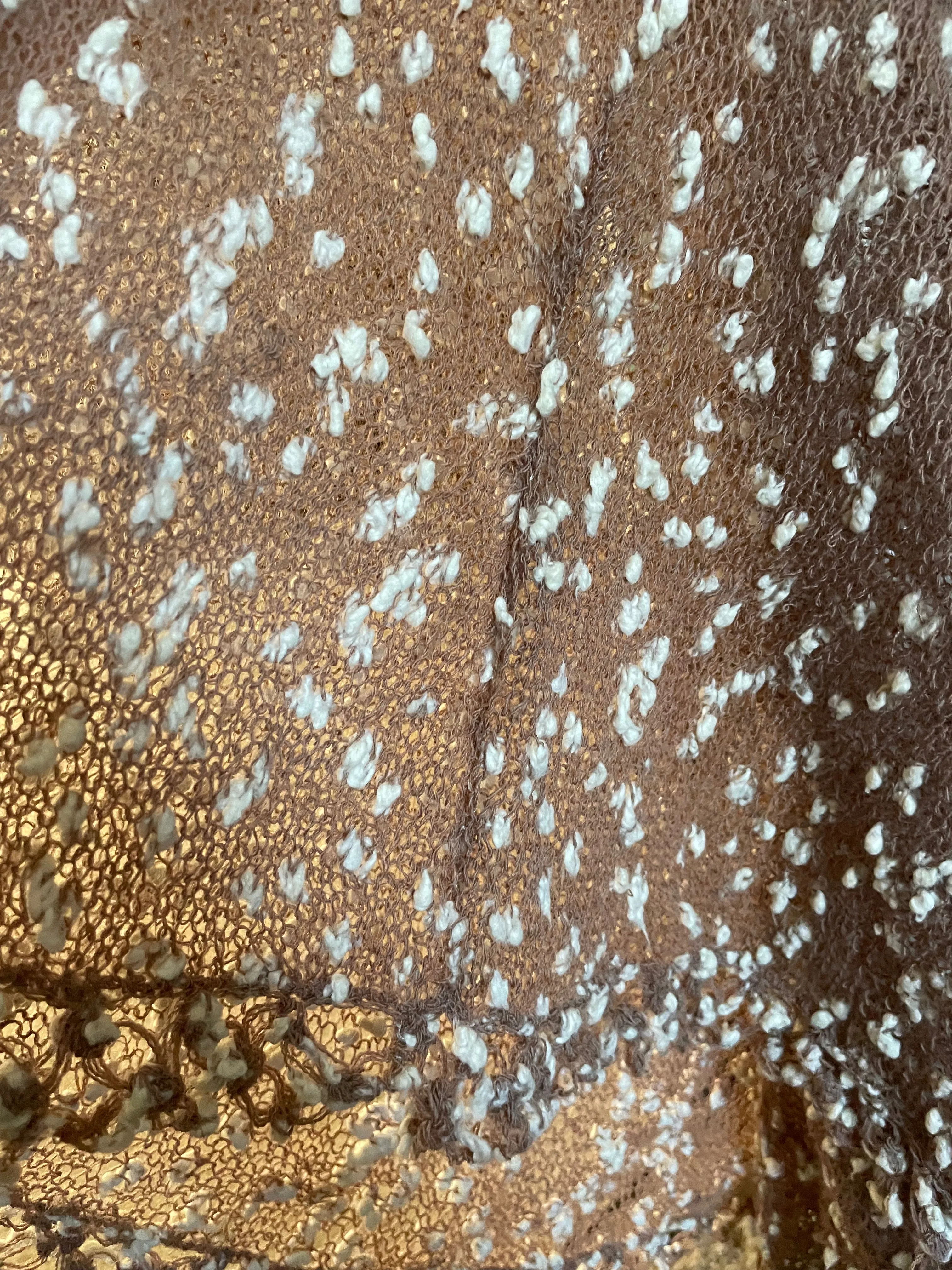 1940s Nubby Popcorn Wool Knit Lace Up Dress