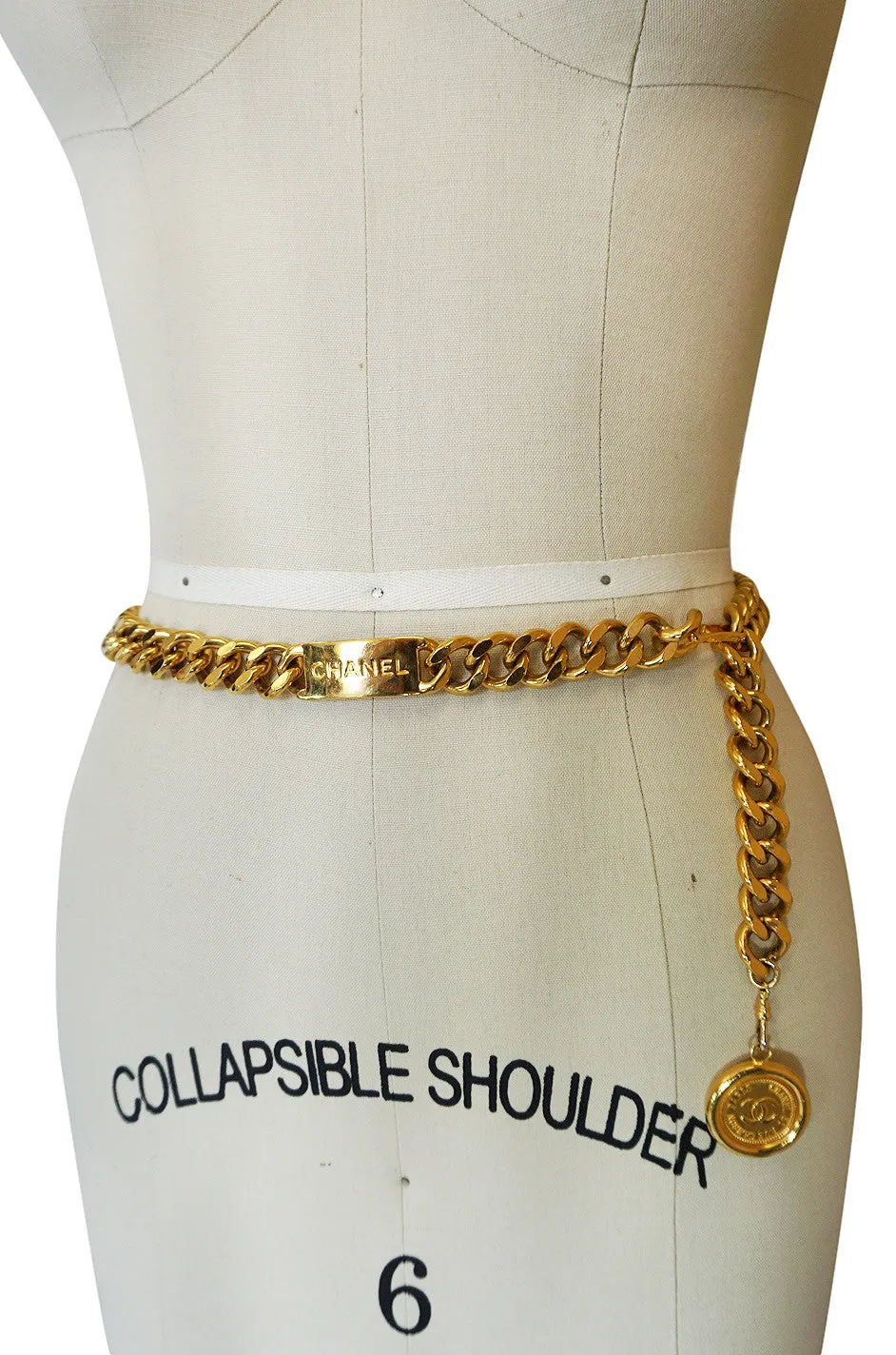 1990s Chanel Gold Tone Logo ID Belt or Necklace