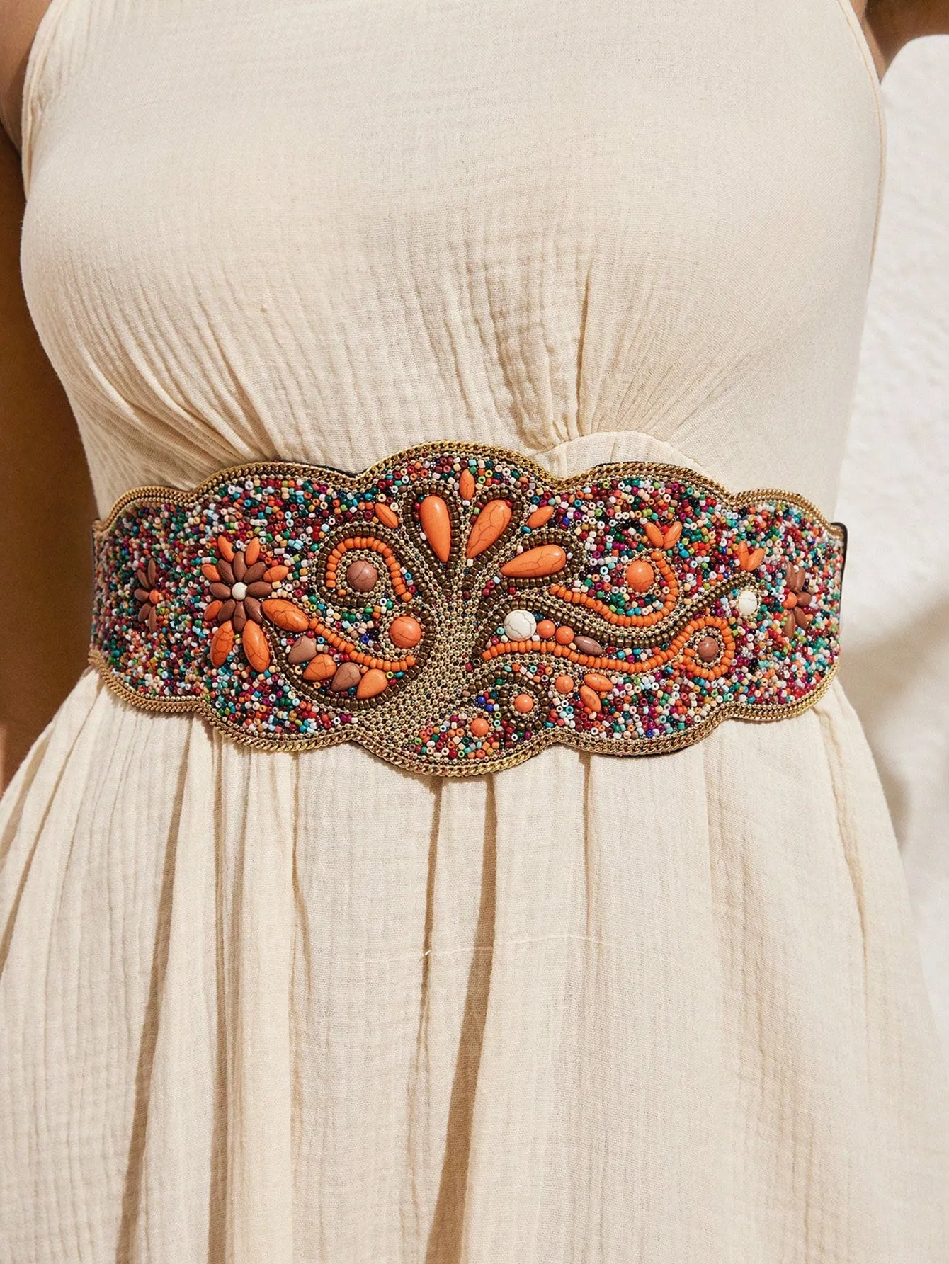 1pc Turquoise Flower Waist Belt