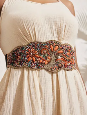 1pc Turquoise Flower Waist Belt