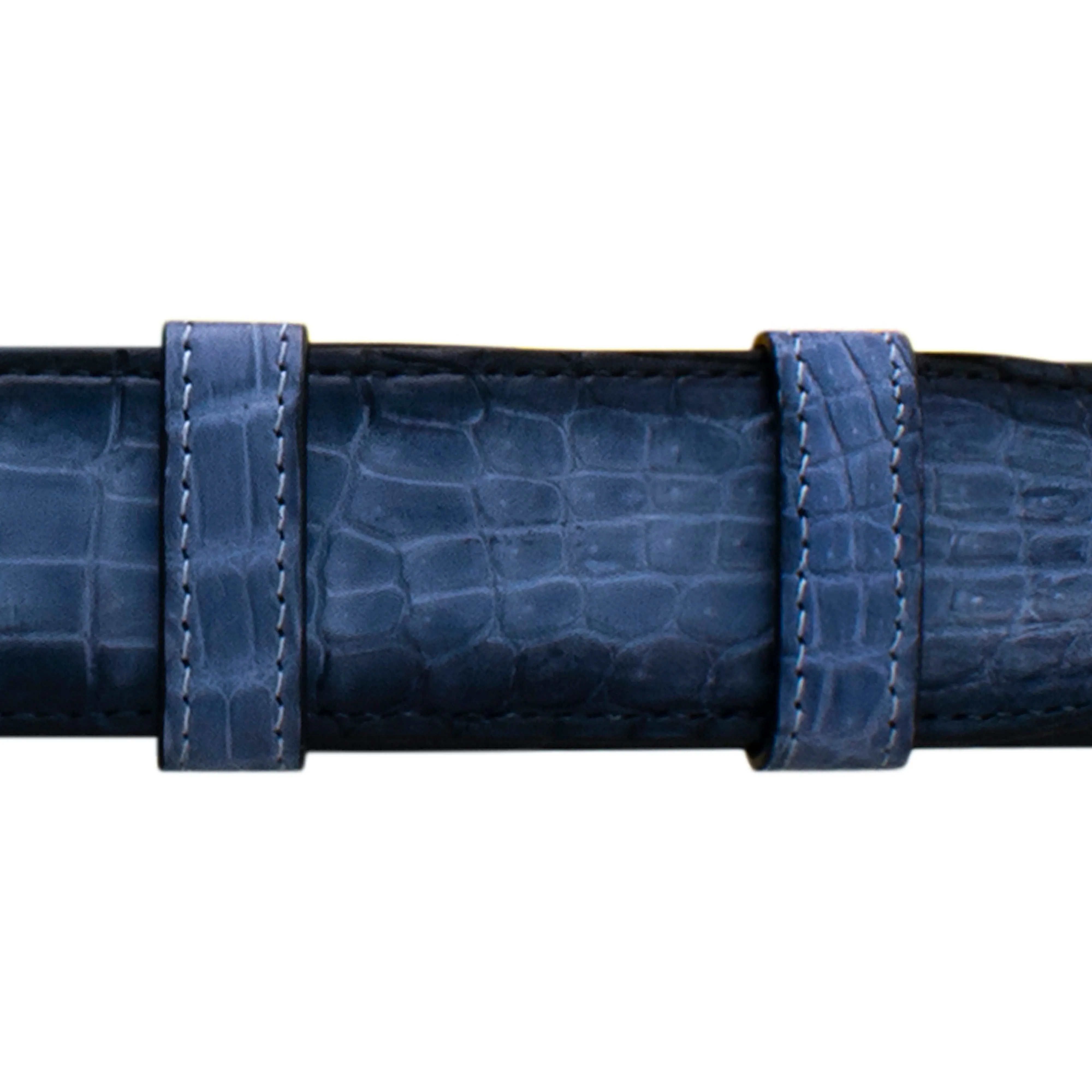 1" Azure Patina Belt with Austin Casual Buckle in Polished Nickel