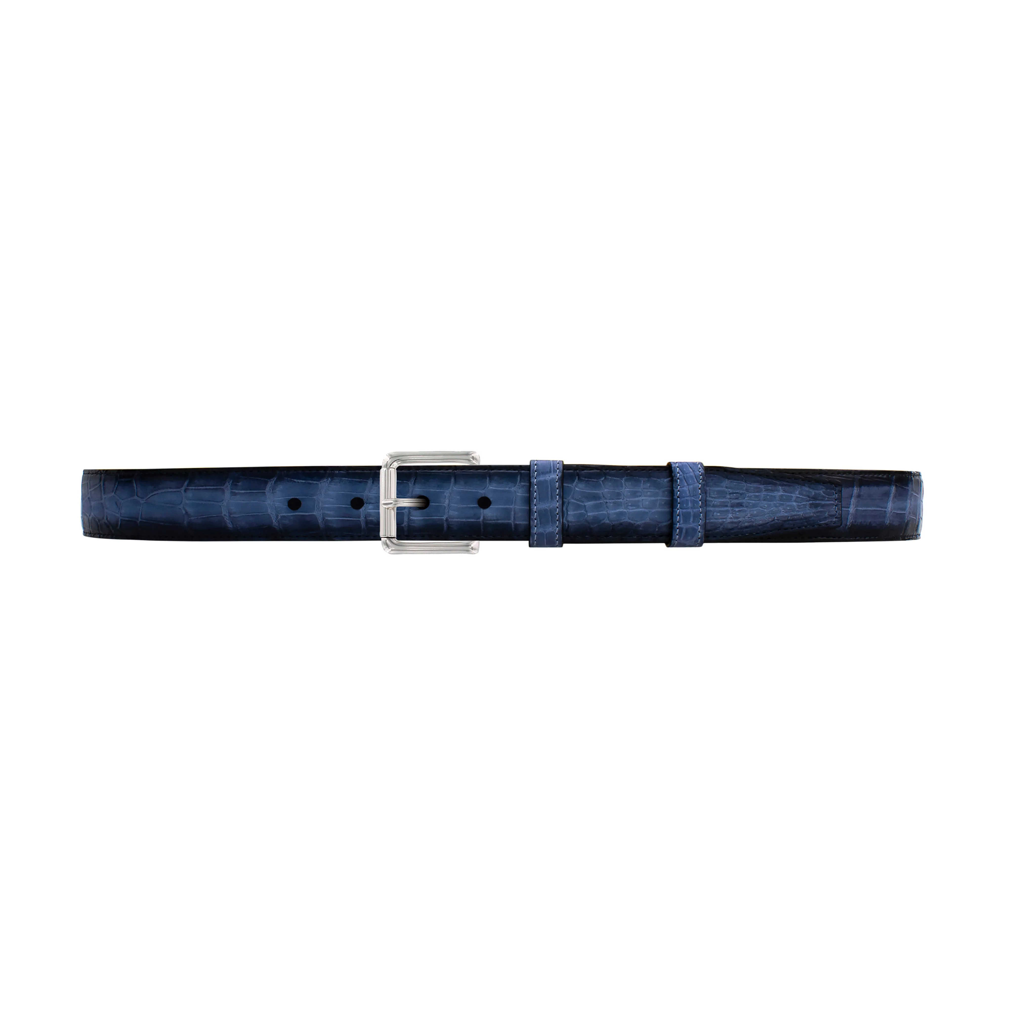 1" Azure Patina Belt with Austin Casual Buckle in Polished Nickel