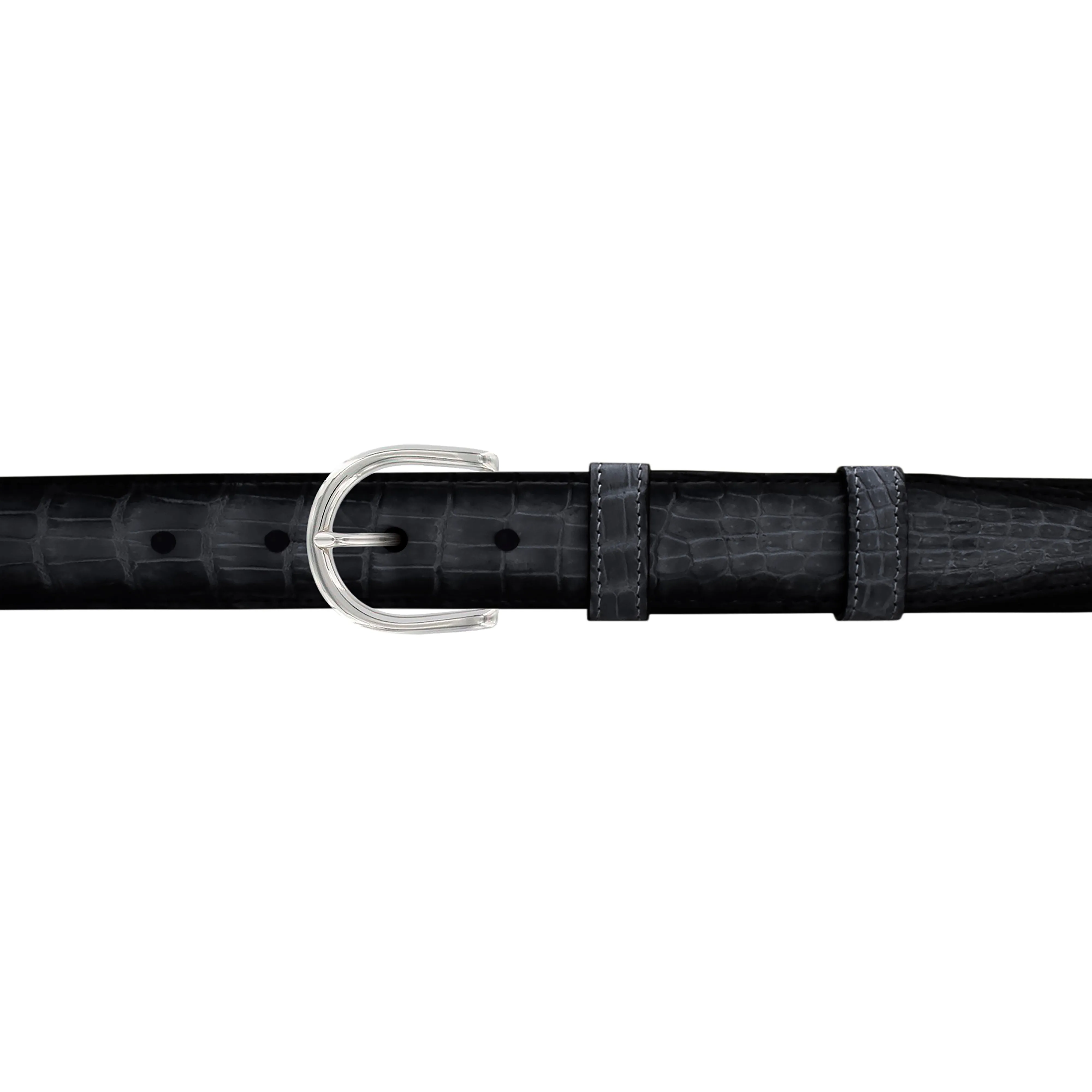 1" Charcoal Patina Belt with Denver Casual Buckle in Polished Nickel