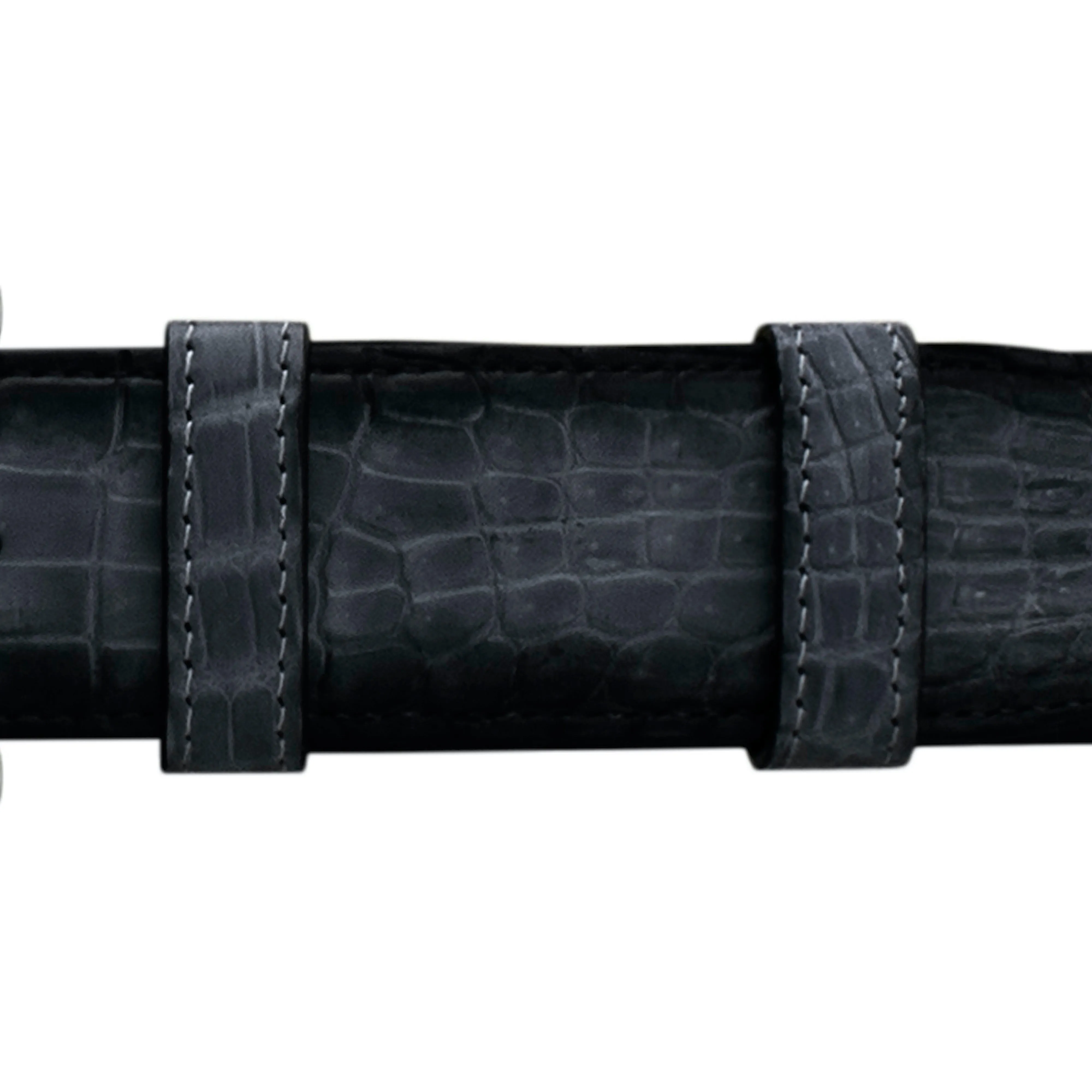 1" Charcoal Patina Belt with Denver Casual Buckle in Polished Nickel
